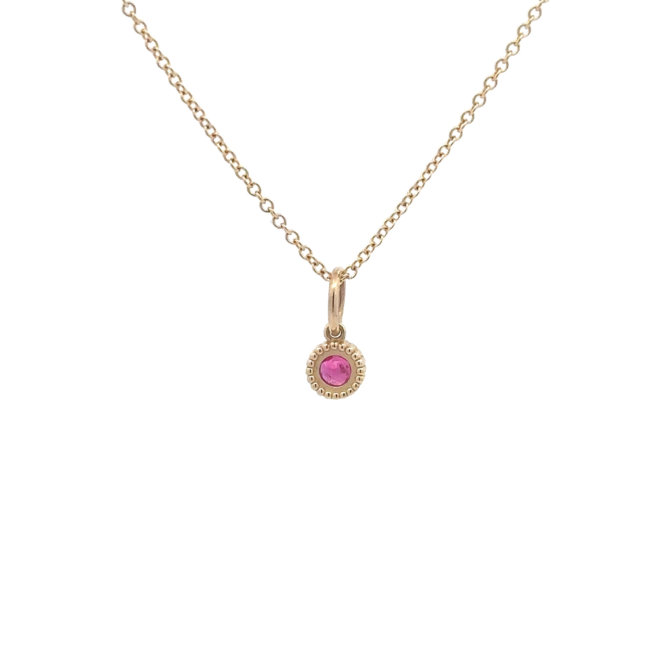 Wd136 Ruby July Birthday - 14kt Ruby pebble Charm