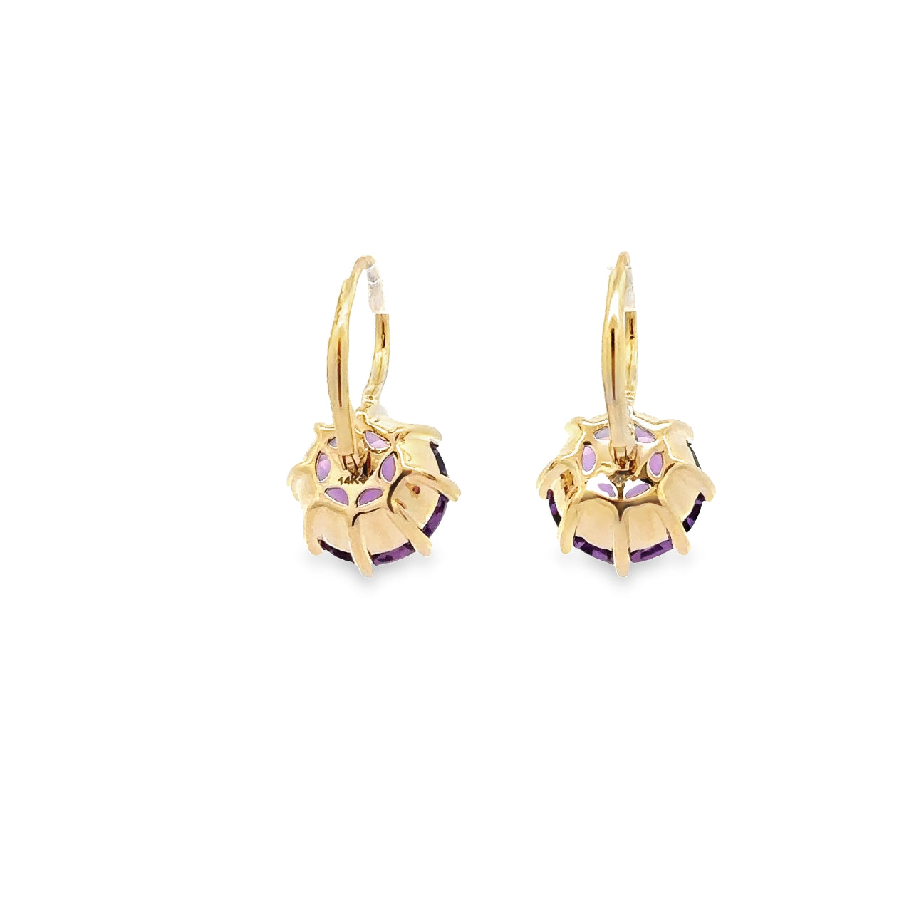 WD1338 14kt Gold Round Cut Purple Amethyst Earring