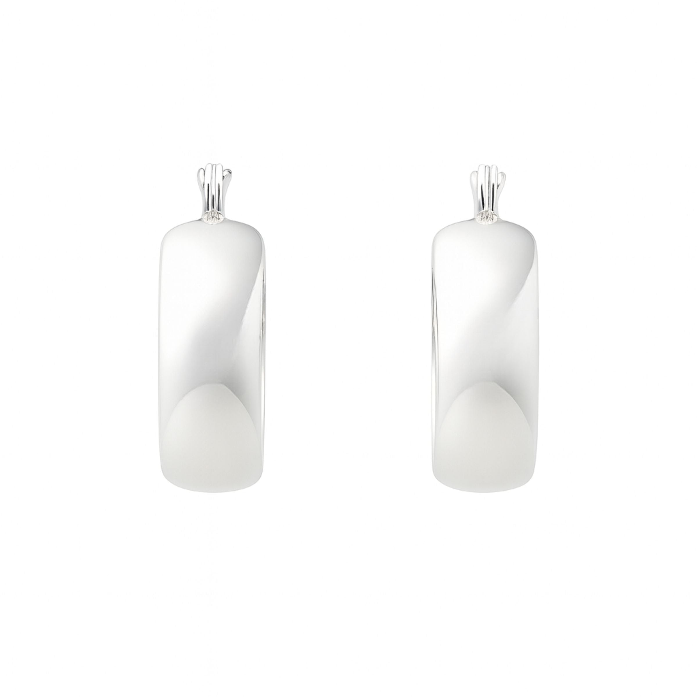 SSHUD618 Sterling Silver 6mm Italian Half Round Hoop eEarrings