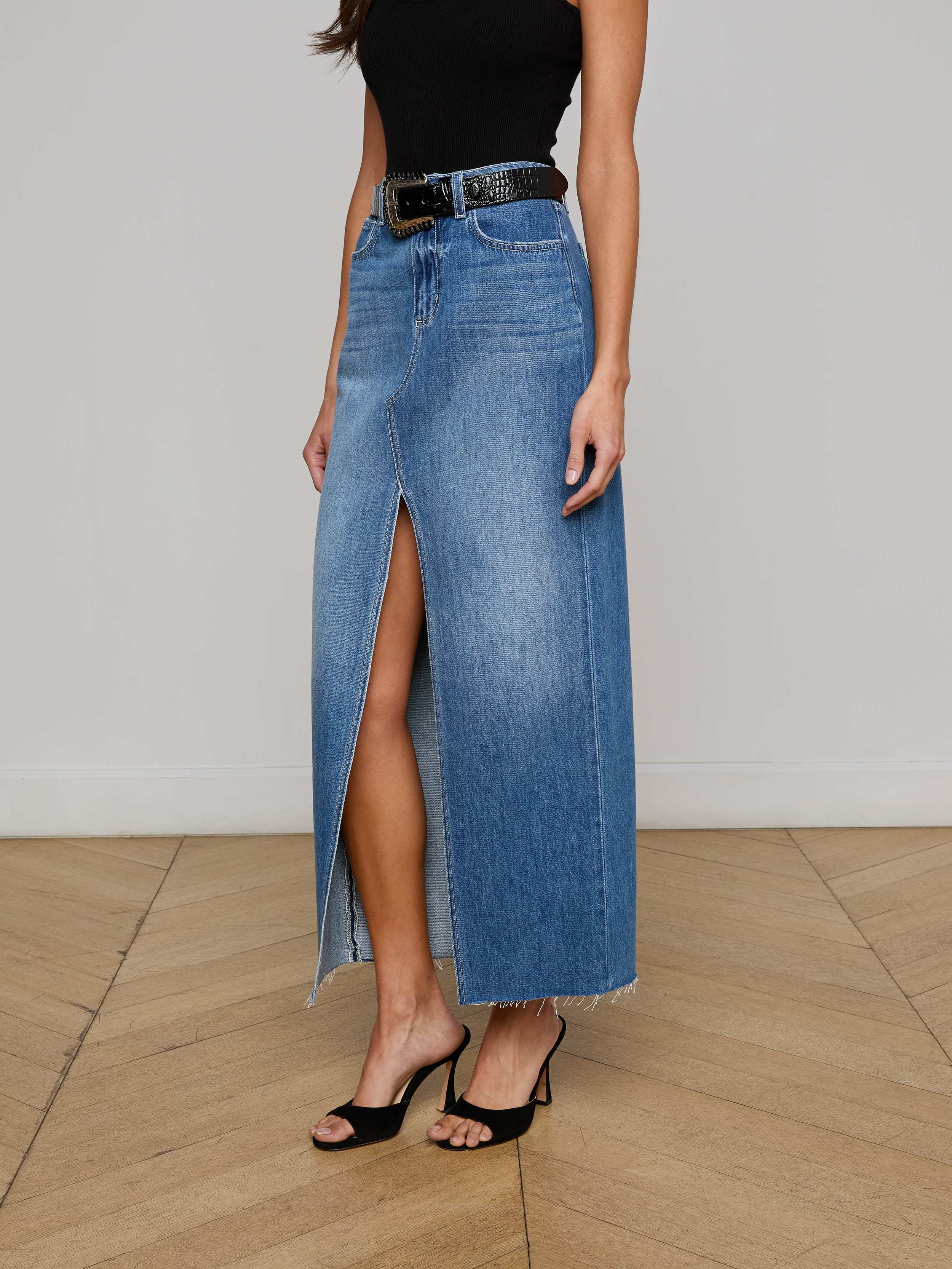 3448YRORw L'Agence Rysa Denim Skirt