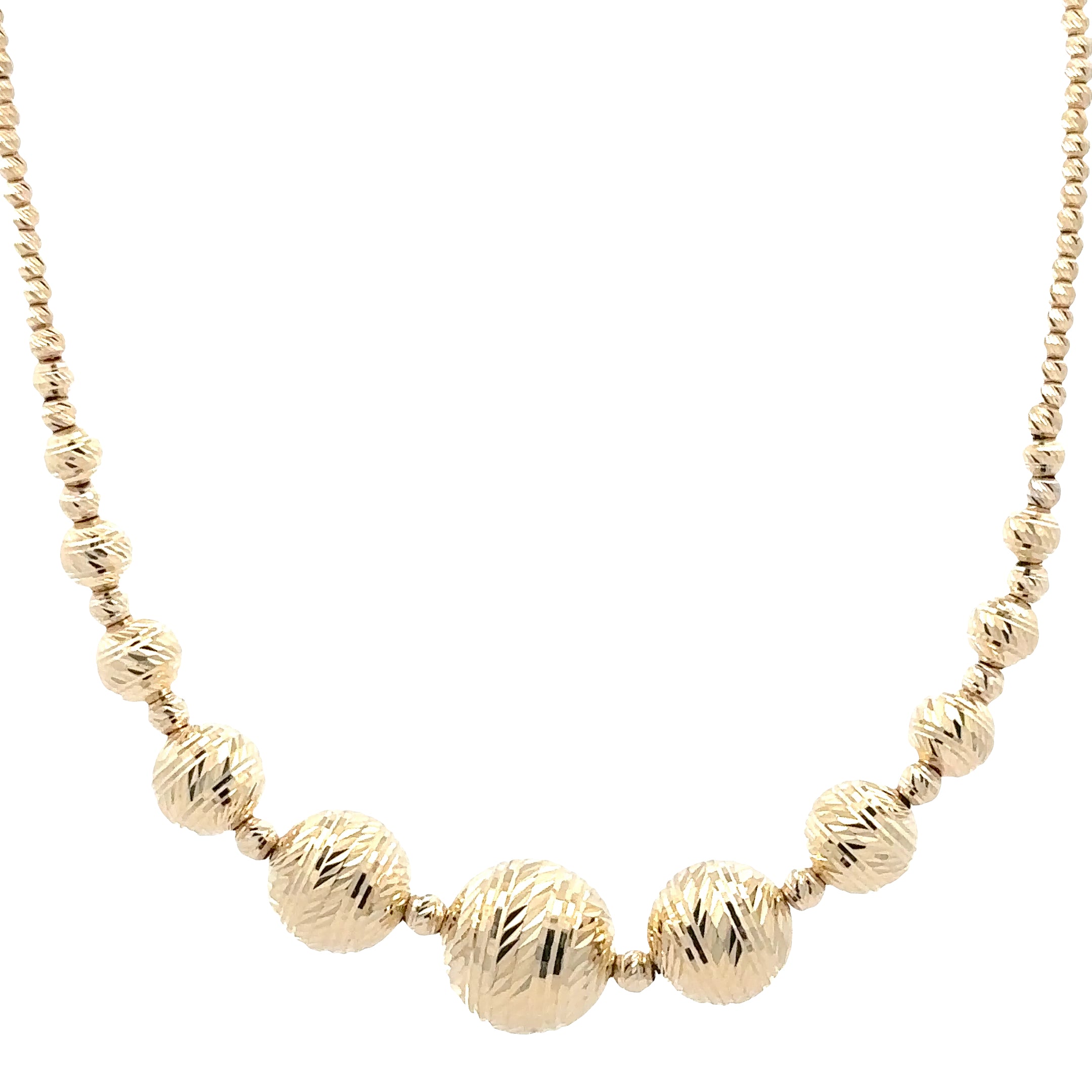 WD1845 14kt gold Faceted Bead Ball Necklace