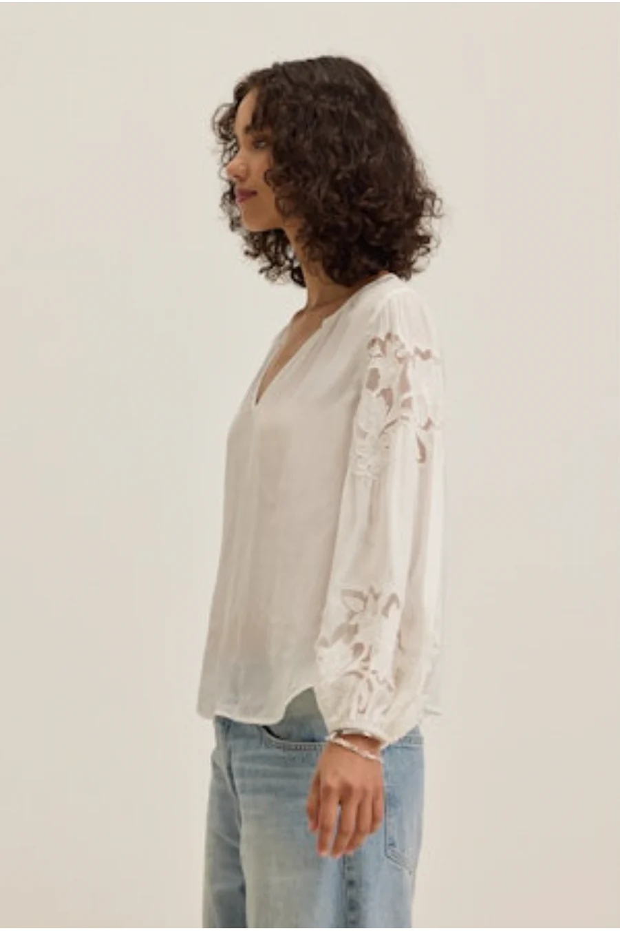 TYRA07c Velvet Tyra Lace Embroidery Blouse