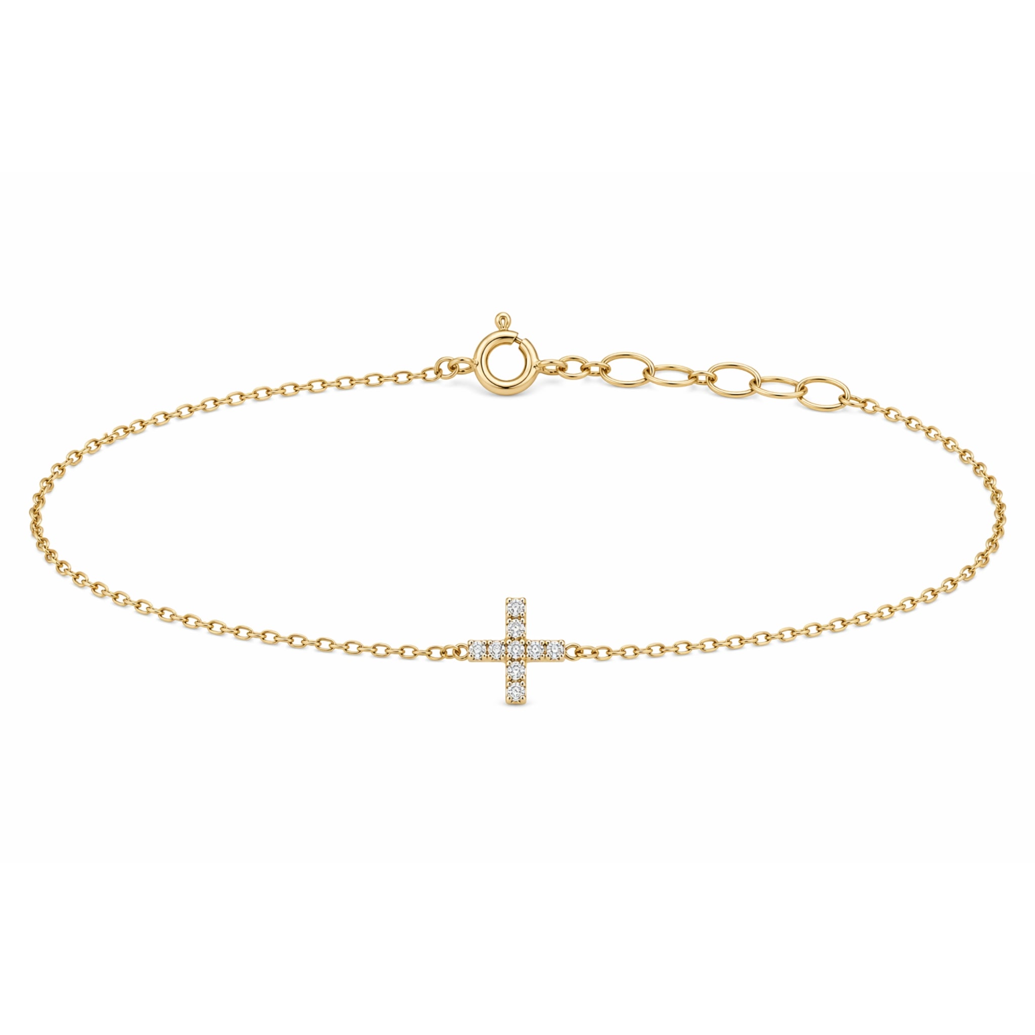 14K Gold Diamond Cross Bracelet (.05 CT)