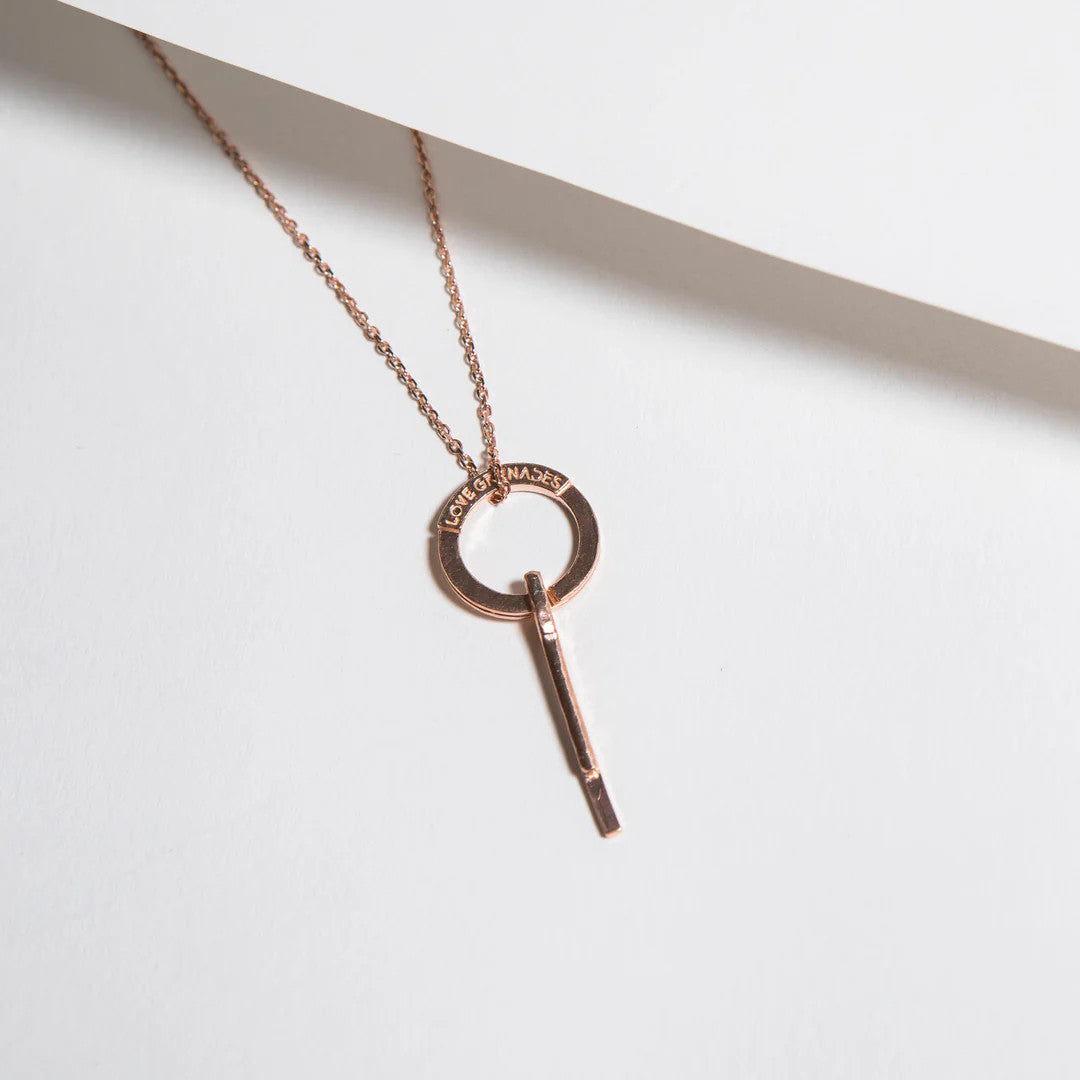 LG104 LOVE Grenades Sterling Silver Base with 14kt plating Small Grenade Pin W/18inch linked chain