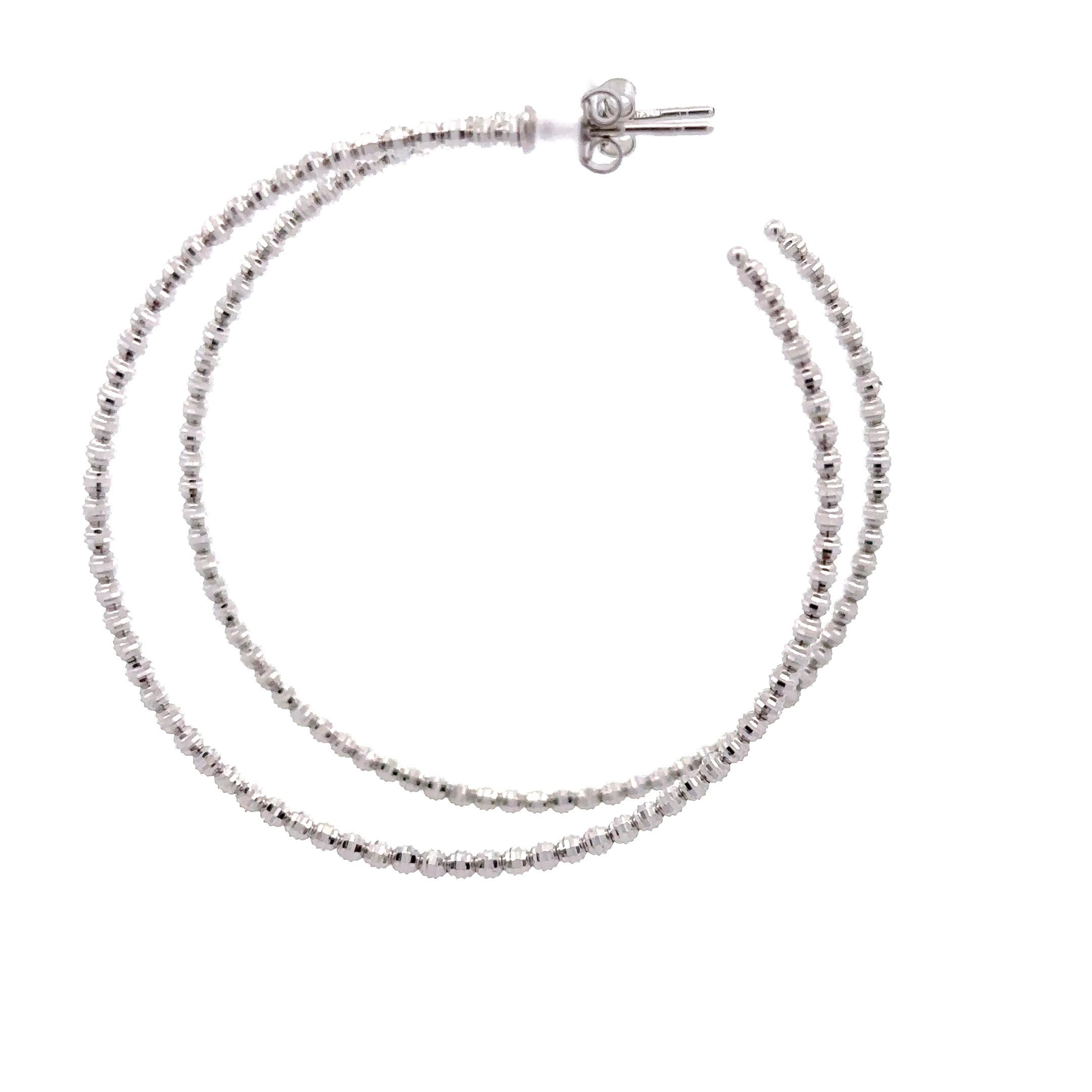 WD1160 14kt Gold Diamond Cut Beaded Hoop 2.0"