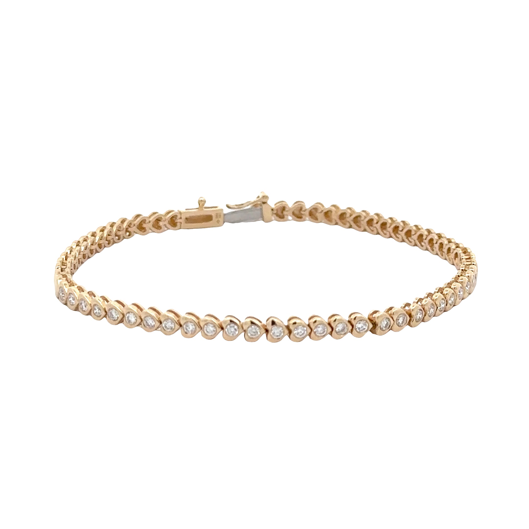 WD1890 14kt yellow gold heart shape bracelet with diamond detail