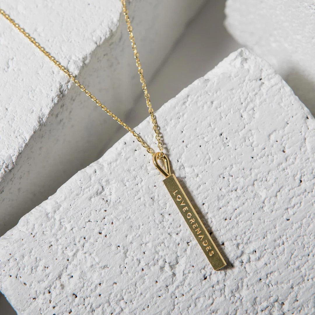 LG109 LOVE Grenades Sterling Silver Base with 14kt plating TNT Stick W/18inch linked chain