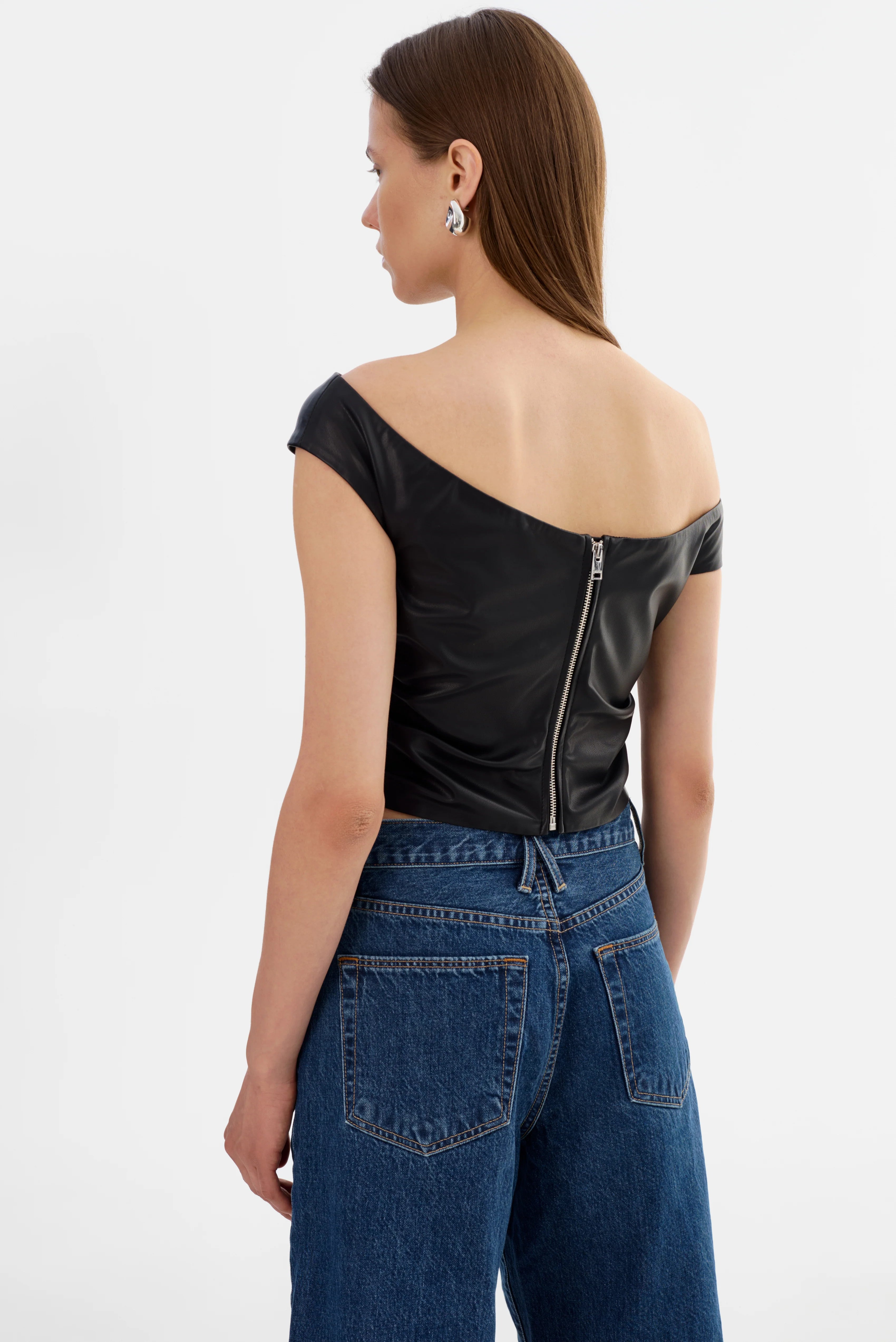 Inesb LAMARQUE Off Shoulder Faux Leather Top