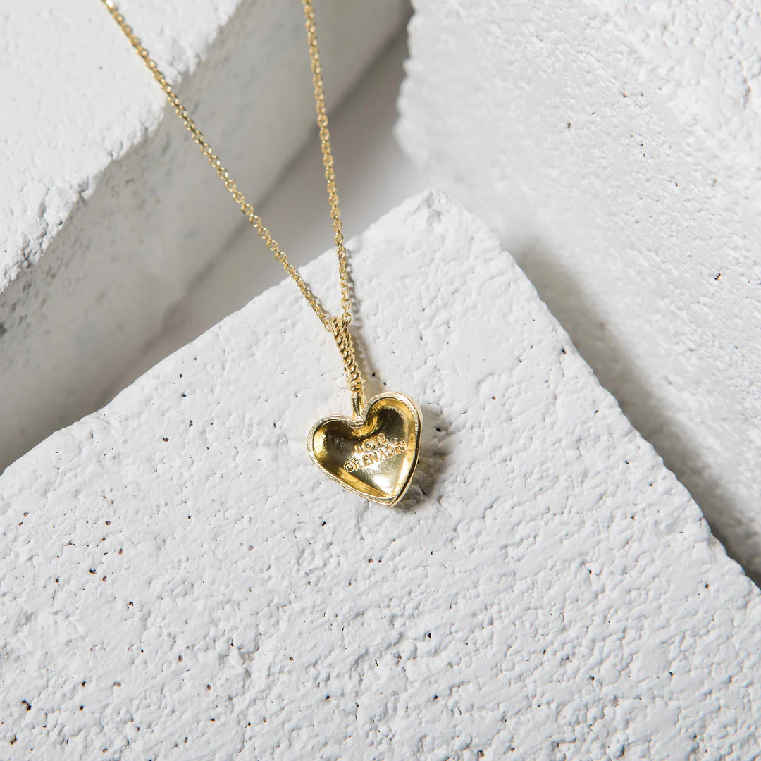 LG102 LOVE Grenades Sterling Silver Base with 14kt plating Cherry heart Bomb W/18inch linked chain