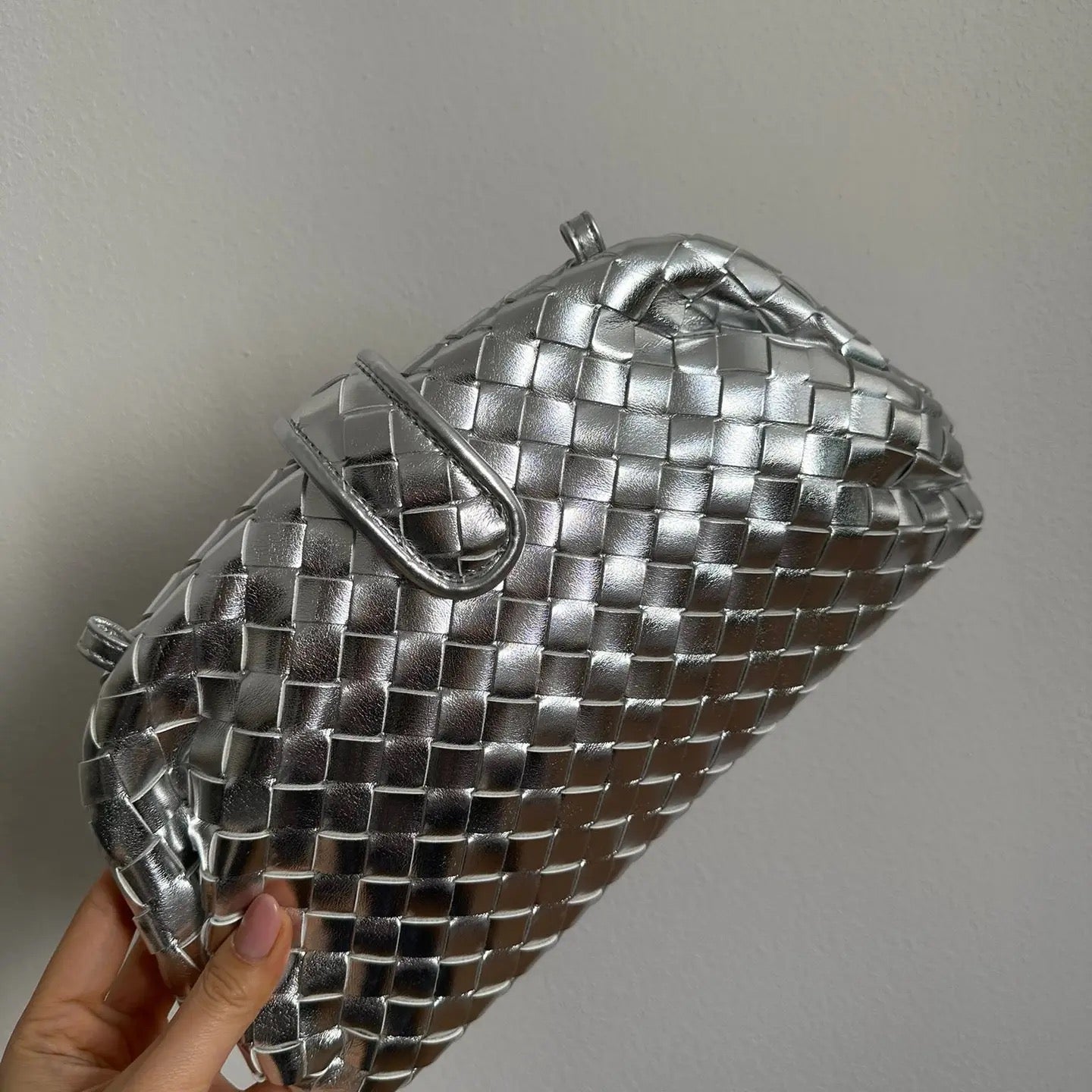 LaurenS ZH Leather Woven Lg clutch bag
