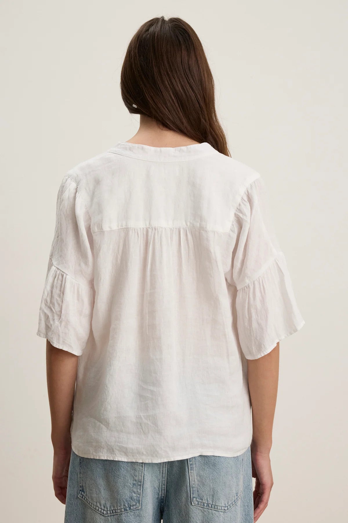 RAYE07w Velvet Woven Linen Top