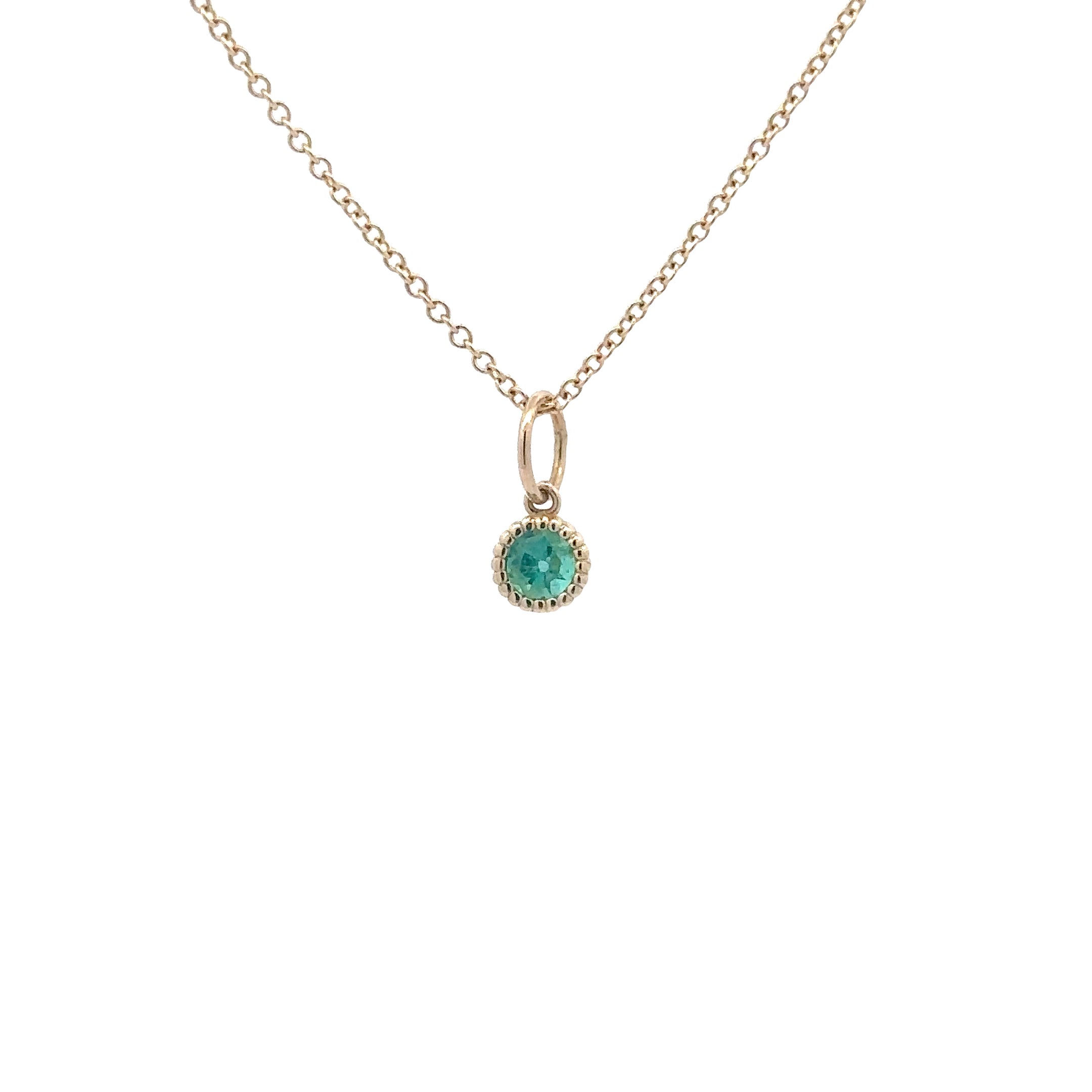 WD136 Emerald May Birthstone - 14kt Emerald Pebble Charm