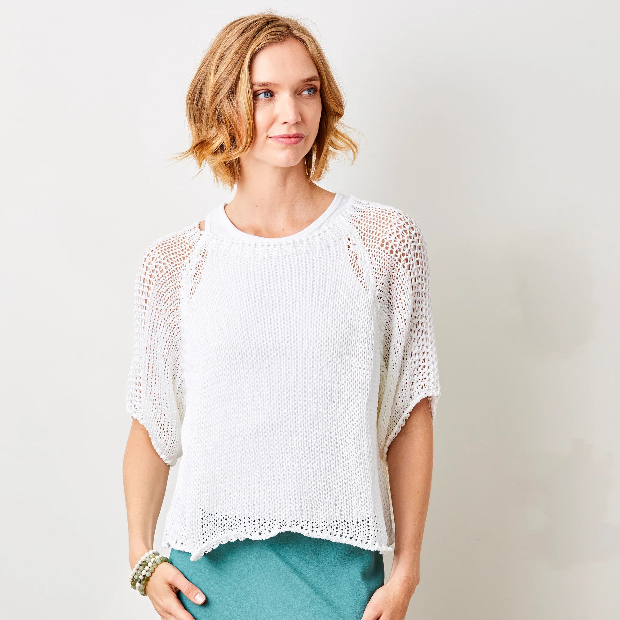 Jackyw Suzy D Cotton Crochet Knit Sweater