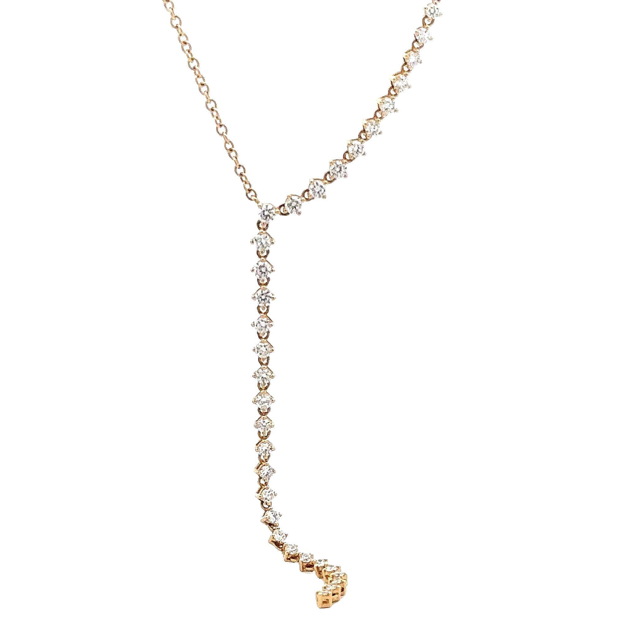 WD1785 14kt Gold Diamond Lariat Necklace