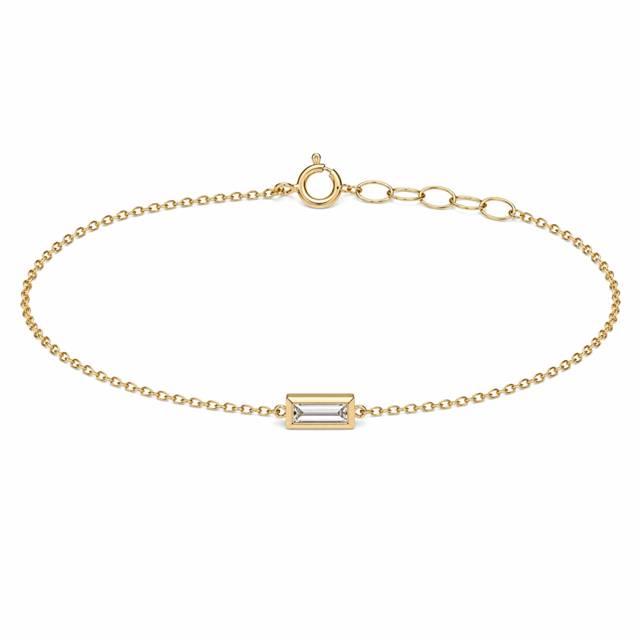 14K Gold Horizontal Baguette Diamond Bracelet (.08 CT)