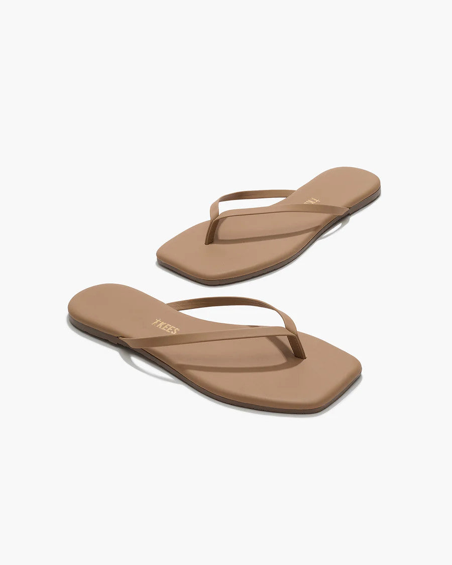SQLIL-02ccb TKEES Square Toe Lily Leather Flip Flops