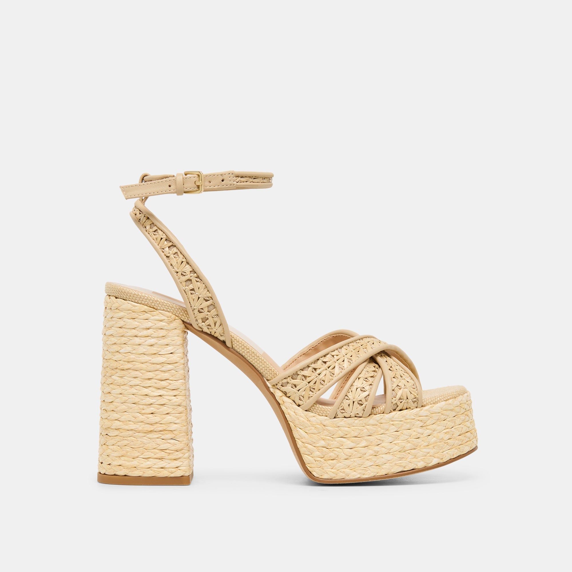 VDanila dolce vita Cross Hatch Raffia Block heel