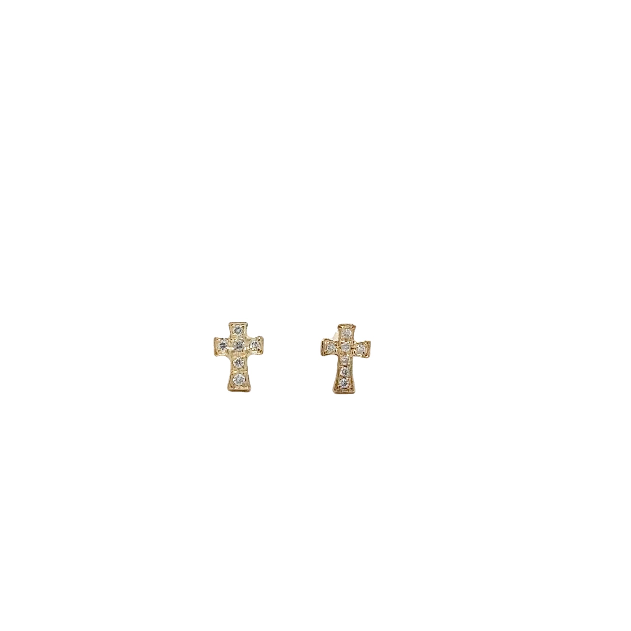 WD1766 14kt gold Diamond cross stud earrings