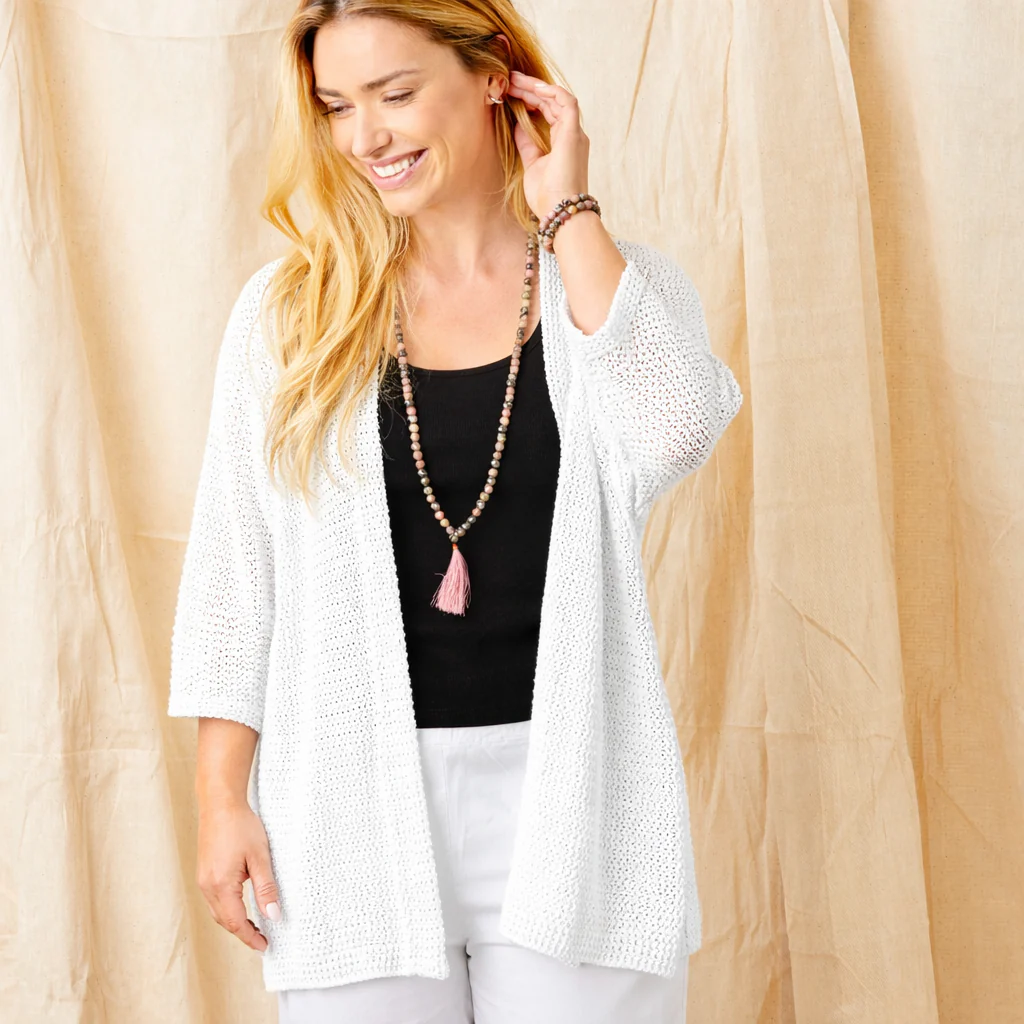 Ferelithw Suzy D Open Weave Knit Cardigan