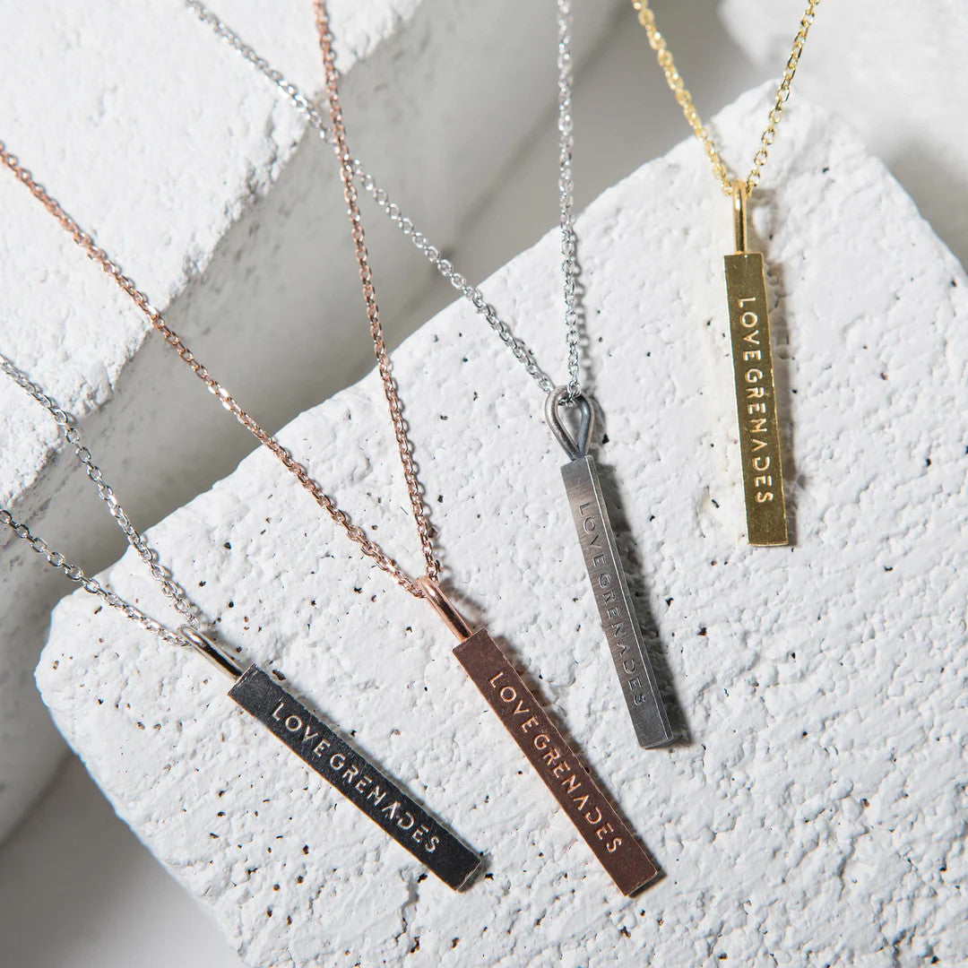LG109 LOVE Grenades Sterling Silver Base with 14kt plating TNT Stick W/18inch linked chain