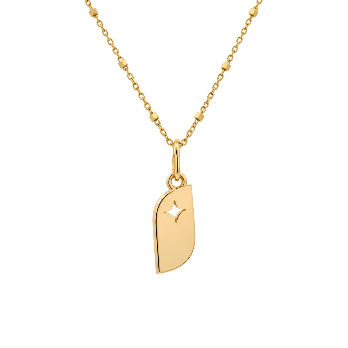 The STEPS Necklace in 14kt gold, star cutout, on the Twinkle Ball Chain