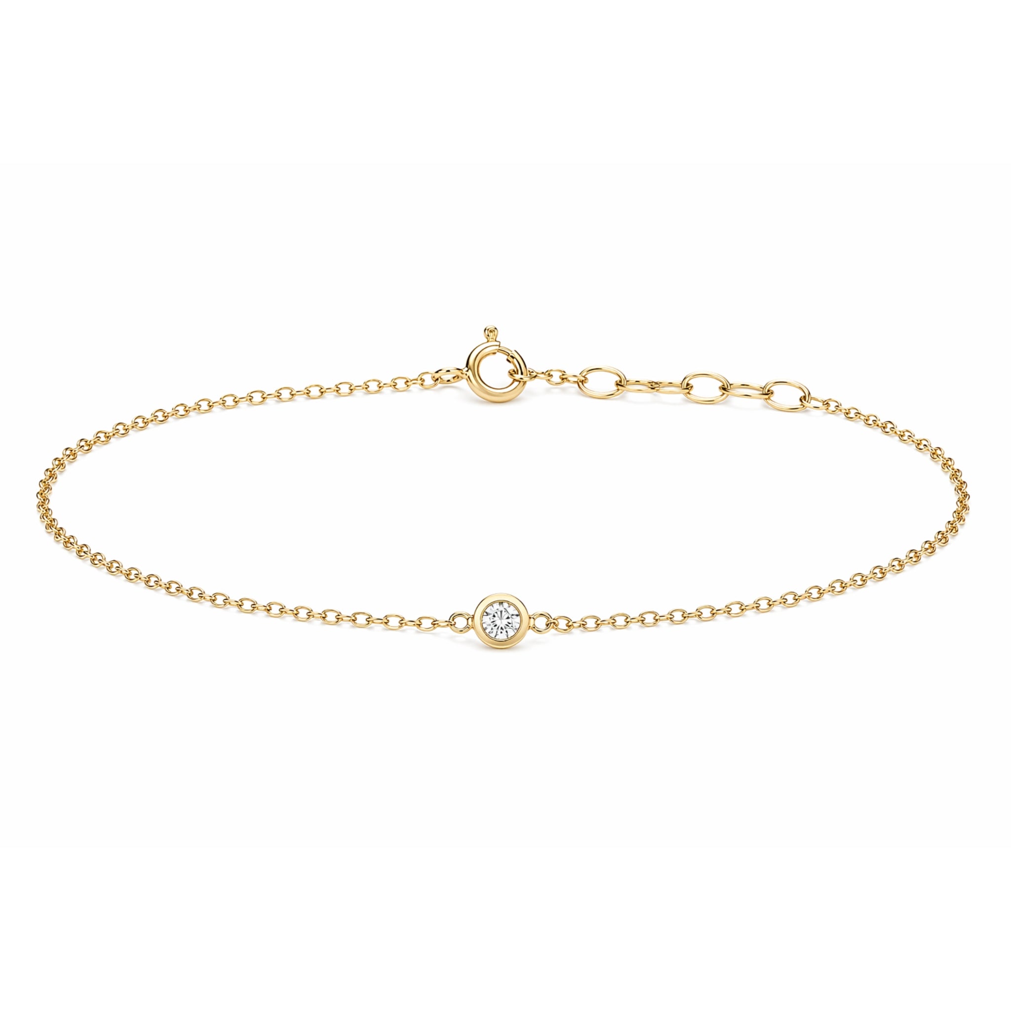 14K Gold Solitaire Diamond Bracelet