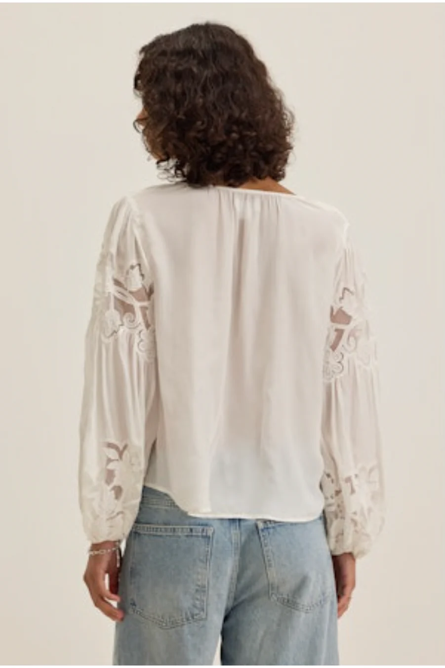 TYRA07c Velvet Tyra Lace Embroidery Blouse
