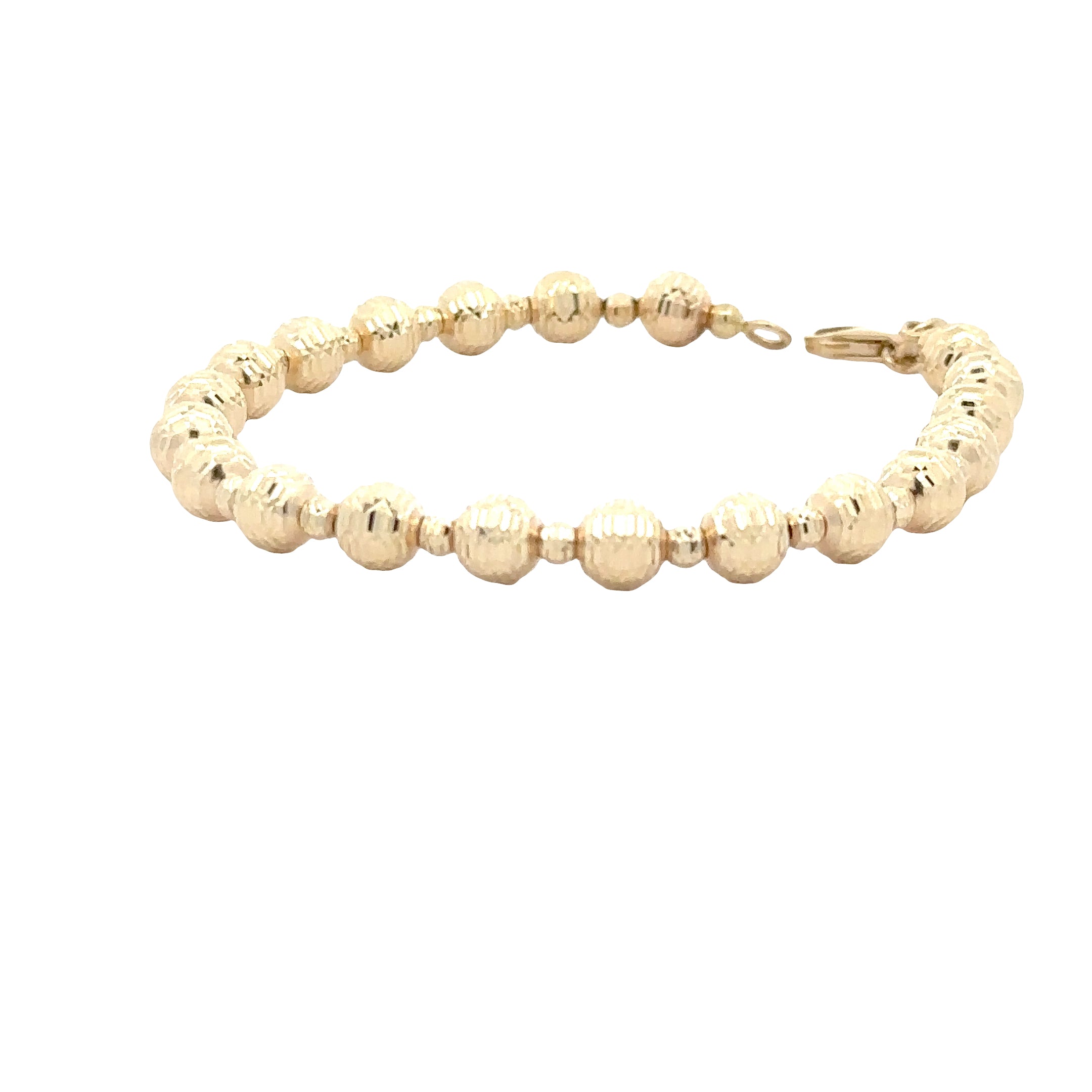 WD1848 14kt Gold 6mm Faceted Beaded Ball Bracelet