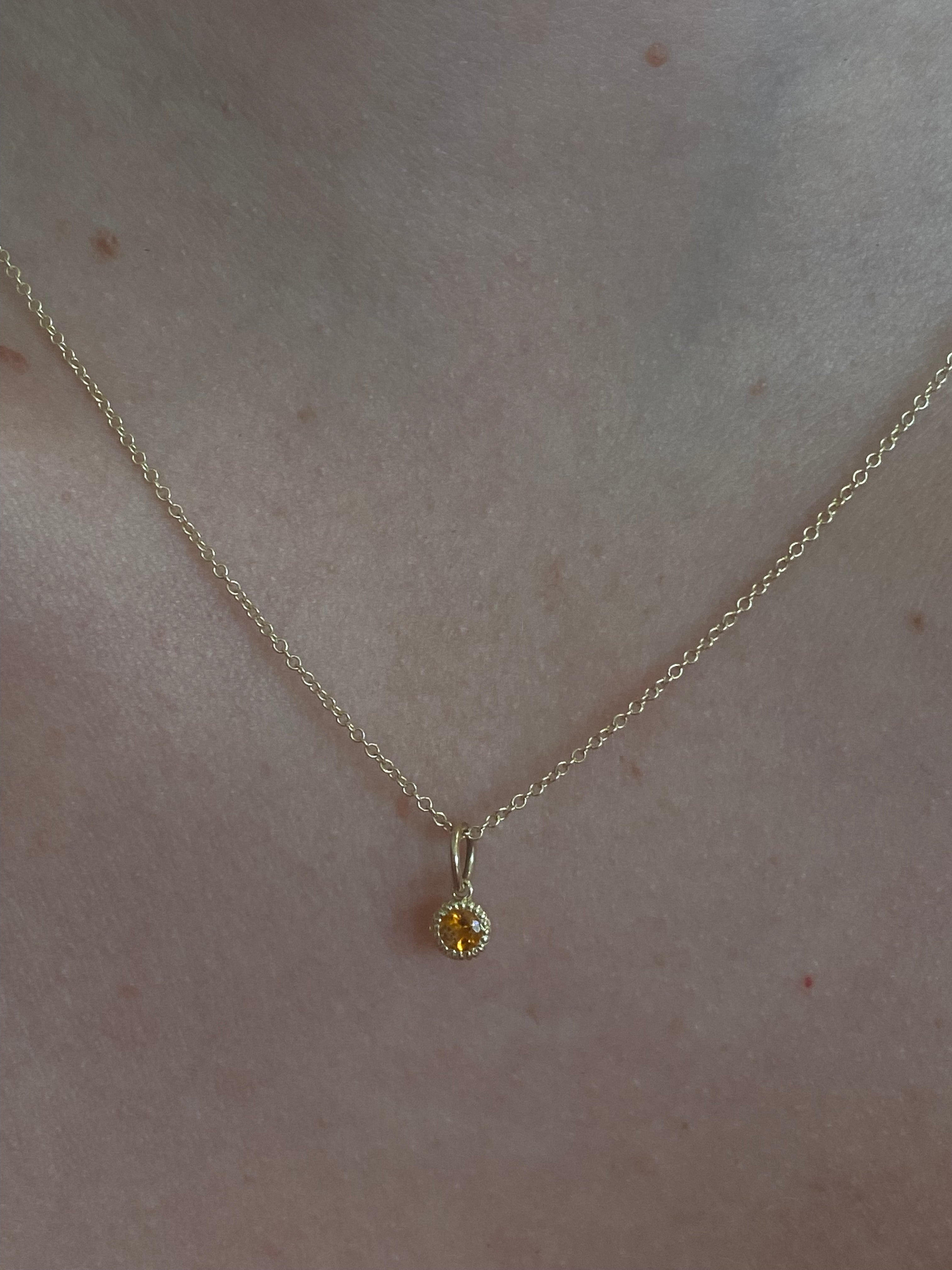 WD136 Yellow Topaz November Birthstone - 14kt Yellow Topaz pebble charm