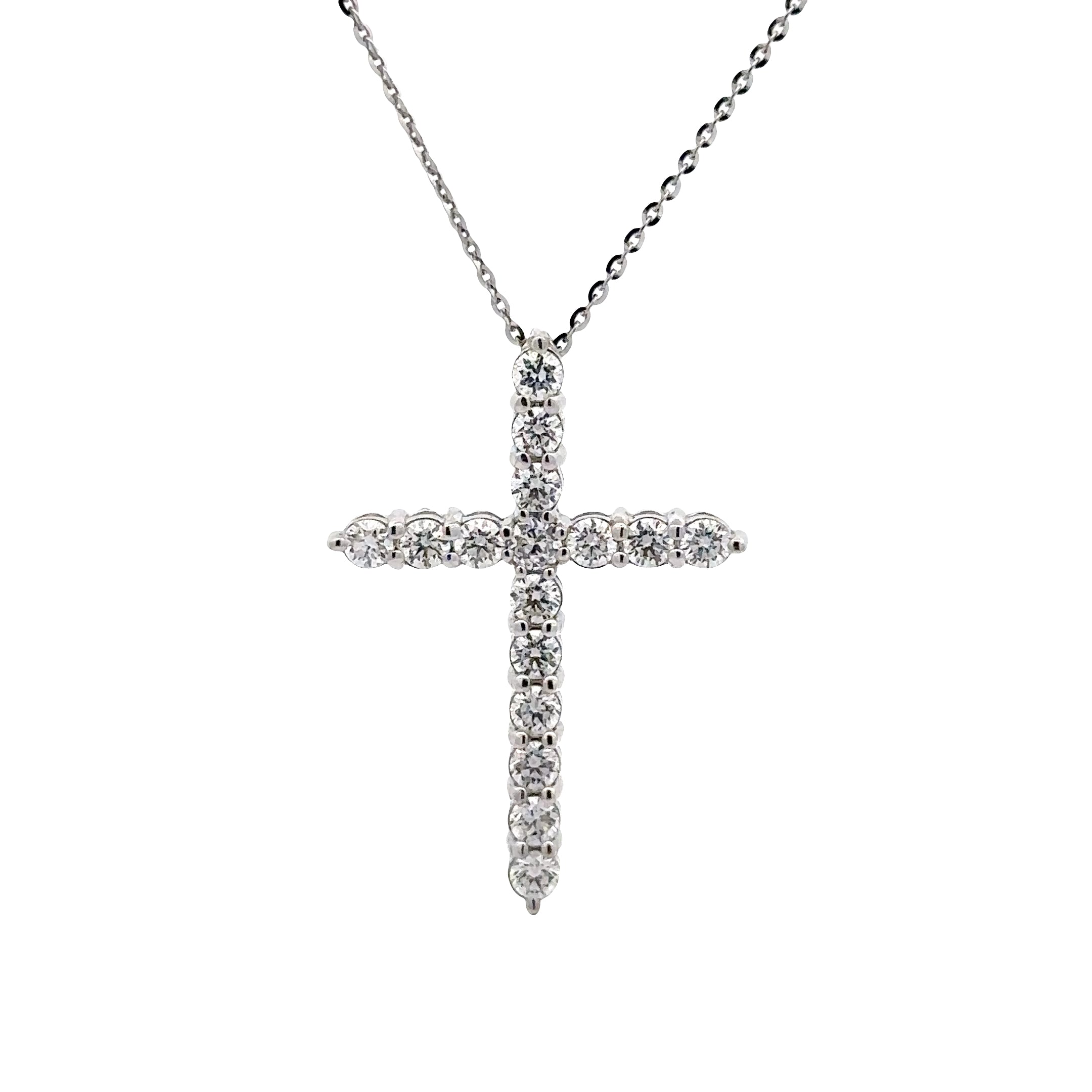 WD1889 14kt Gold Shared Prong Diamond Cross