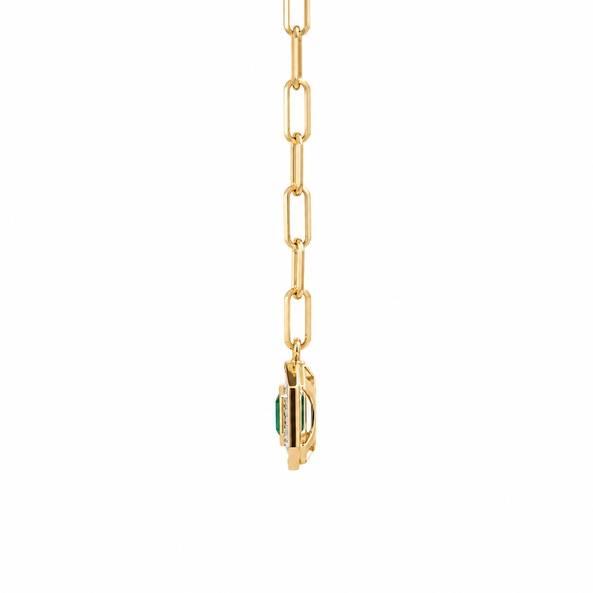 WD1973 14kt Gold Emerald & Diamond Baguette Necklace