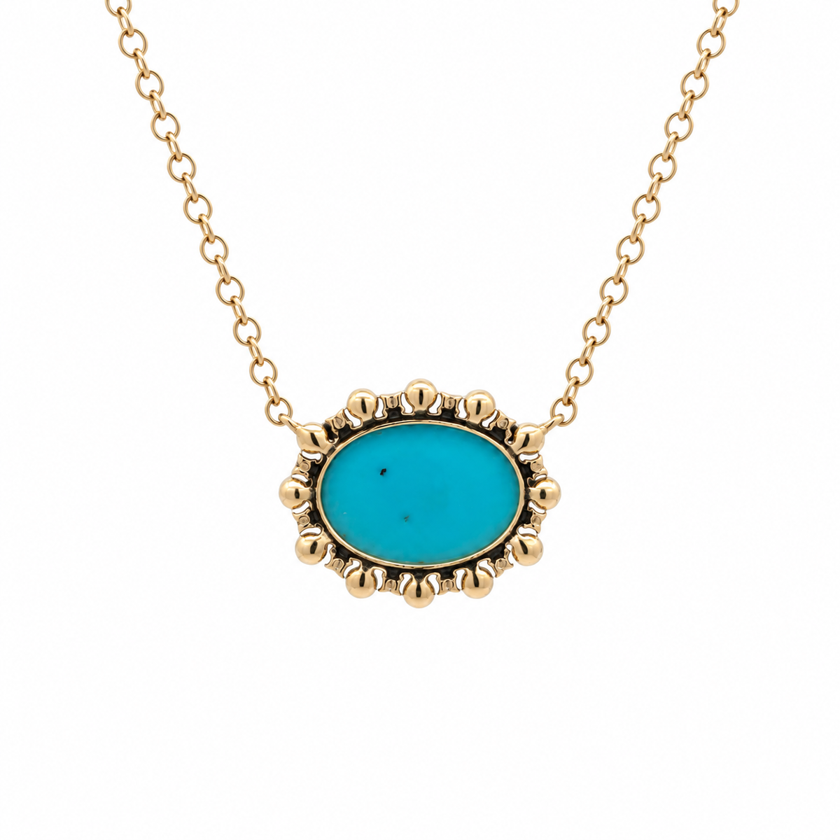 WD1972 14kt Gold Turquoise Cabochon, Pearl & Diamond Necklace