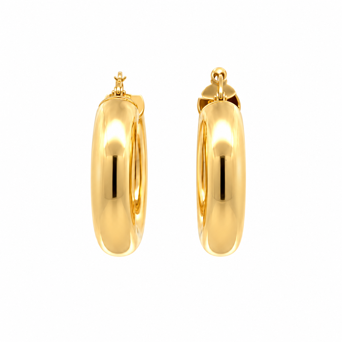 WD1983 14KT Yellow Gold Italian Hoop Earrings