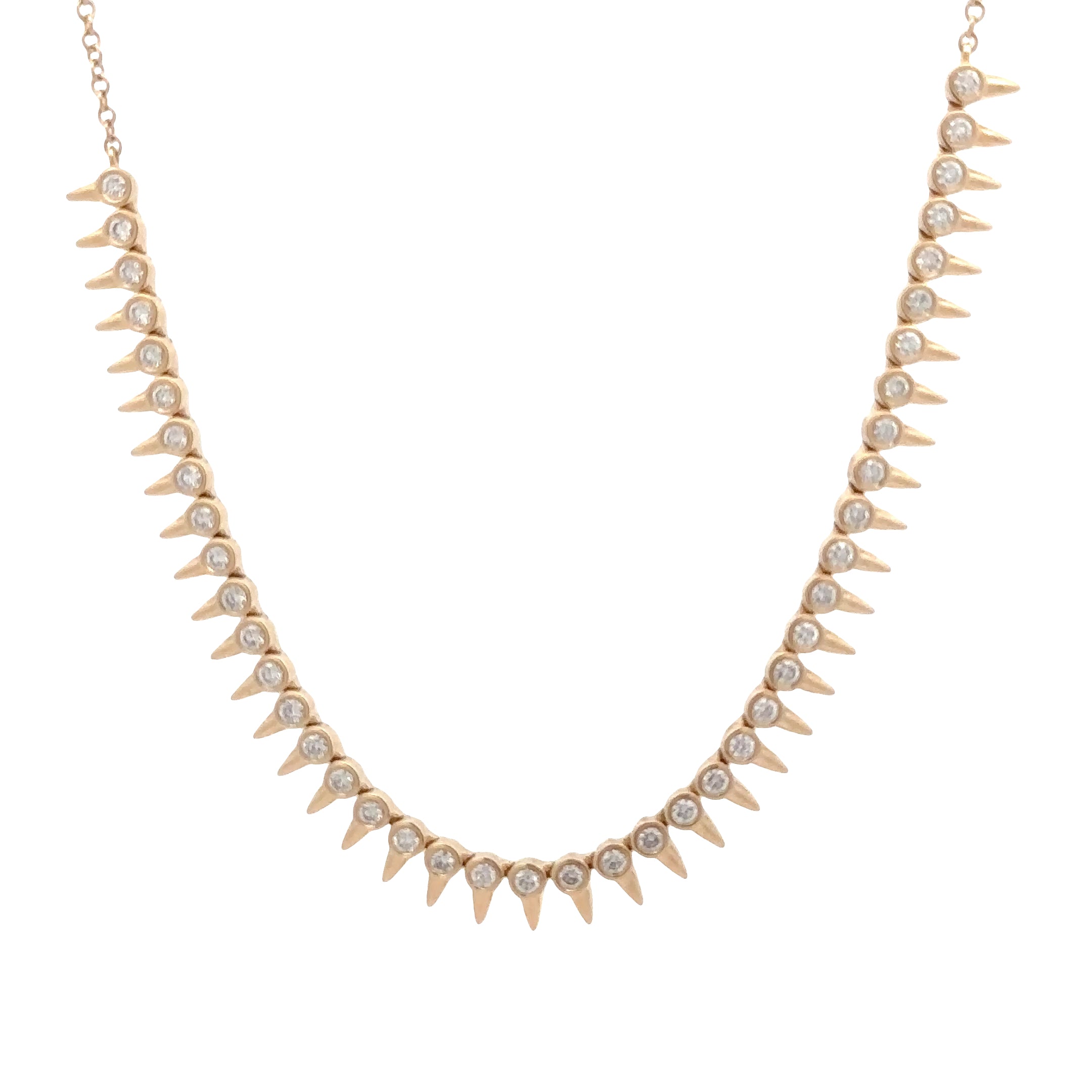 WD1905 14kt Gold Spiked Diamond Necklace