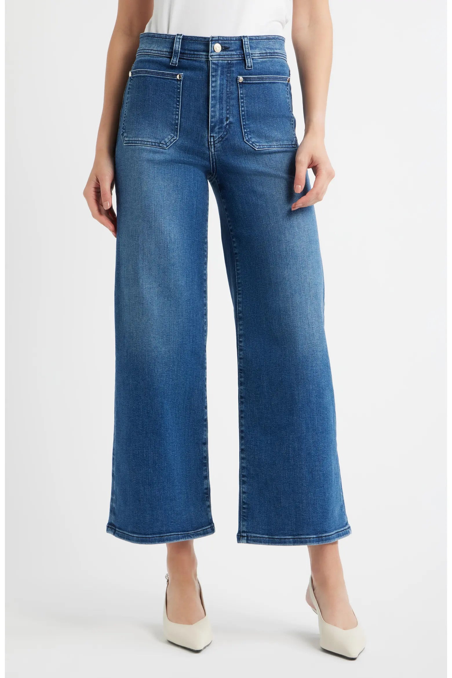 LSPcap814 FRAME Le Slim Palazzo Crop Harbor pocket