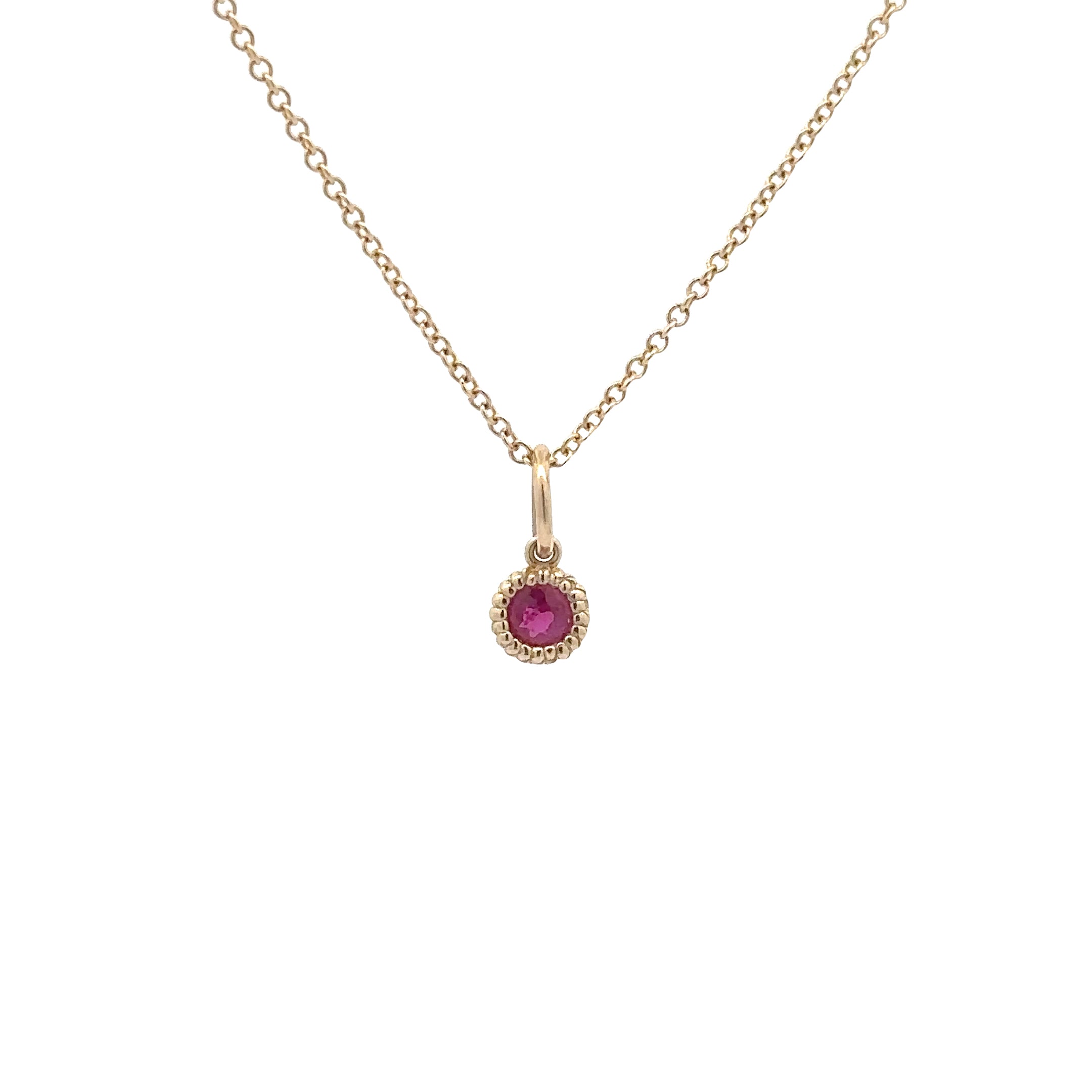 Wd136 Ruby July Birthday - 14kt Ruby pebble Charm