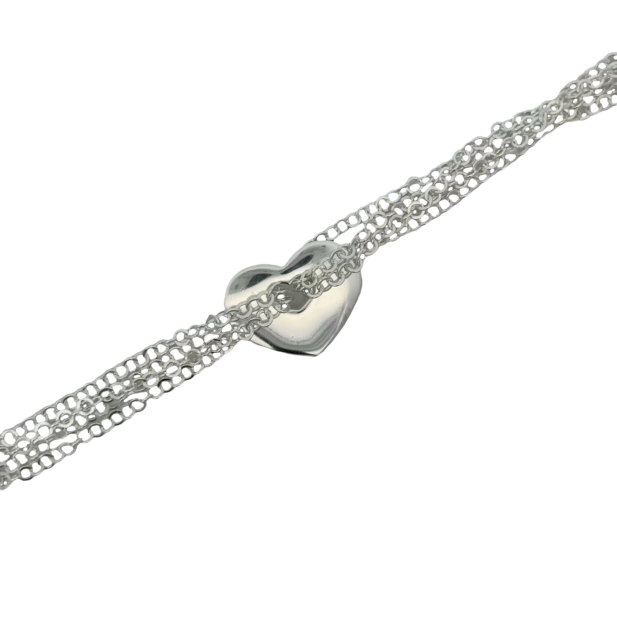 SSIBC23 Sterling Silver 4 strand polo link with heart bracelet