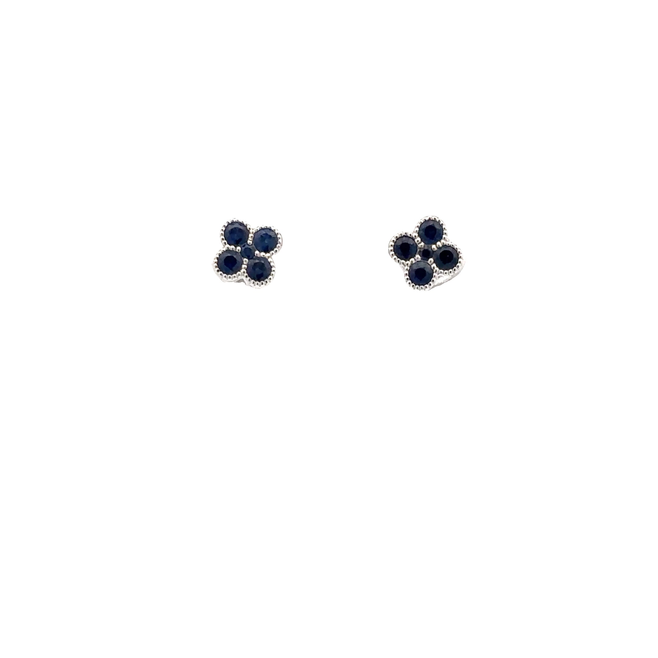 14543SAE4WRA1 14kt Gold Sapphire Set Floral Stud Earrings