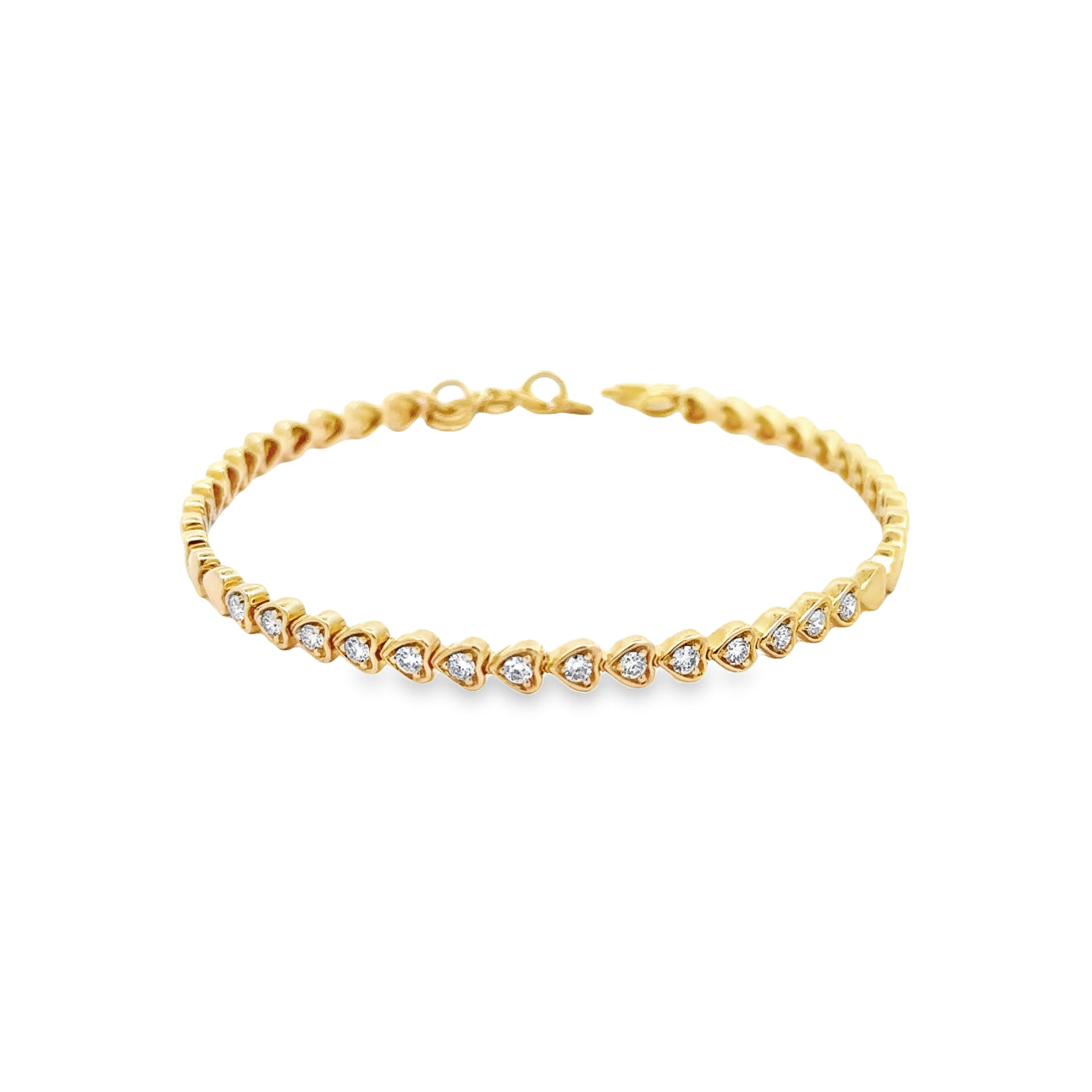 WD1280 14kt Gold Heart and Diamond Bracelet