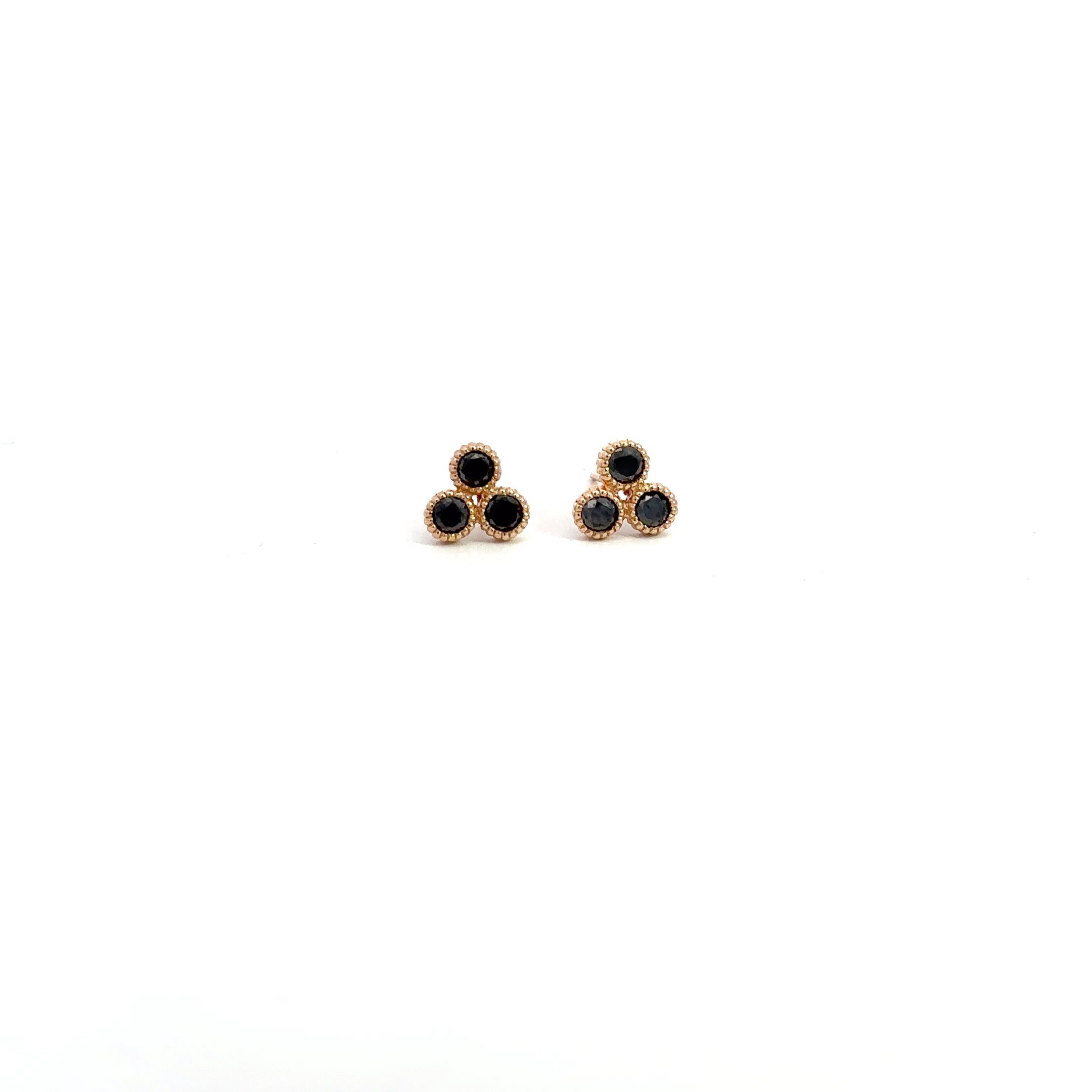 WD229 - Cluster of 3, 4mm Black Diamond Studs