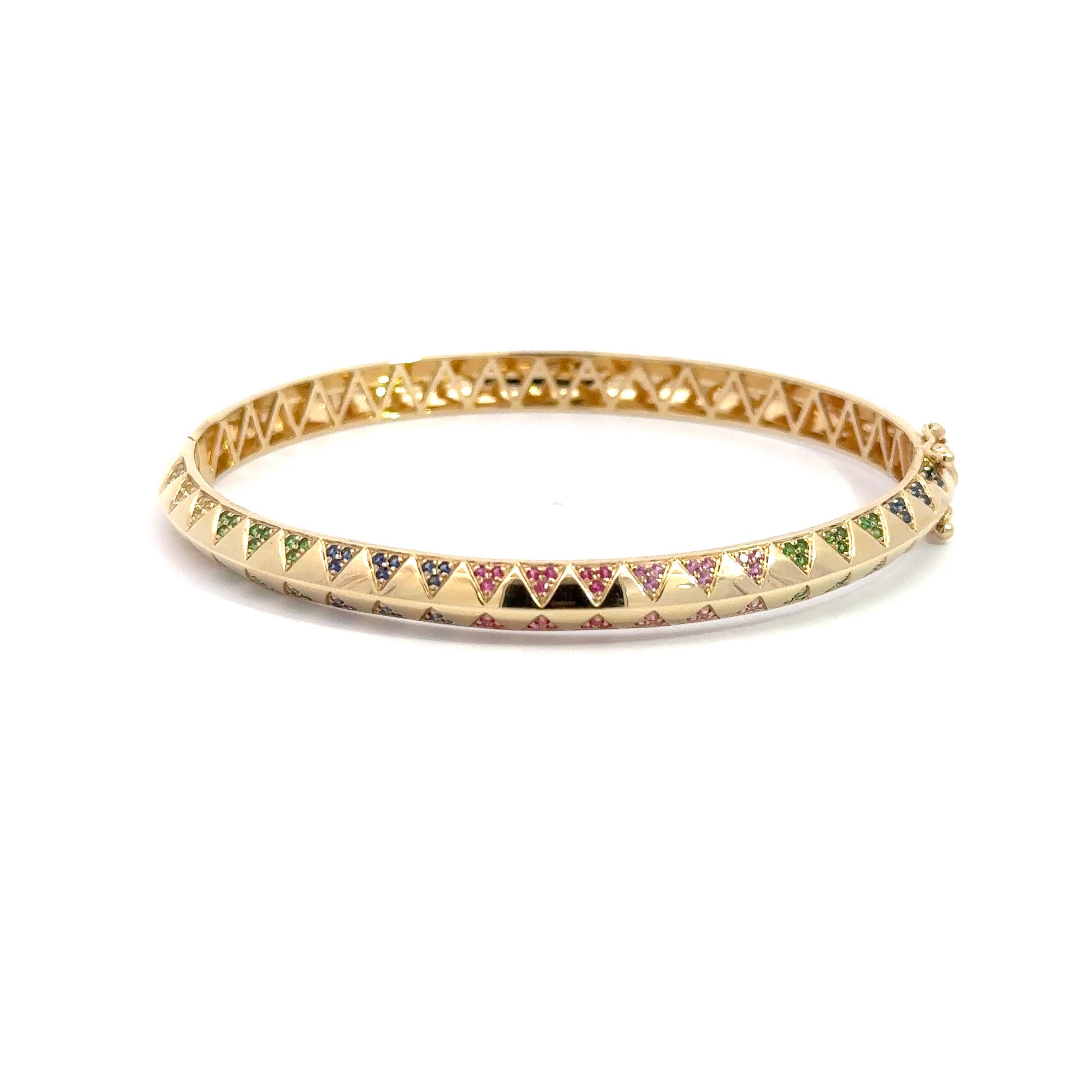 WD1022 14kt gold Mutlti color stones cuff bracelet