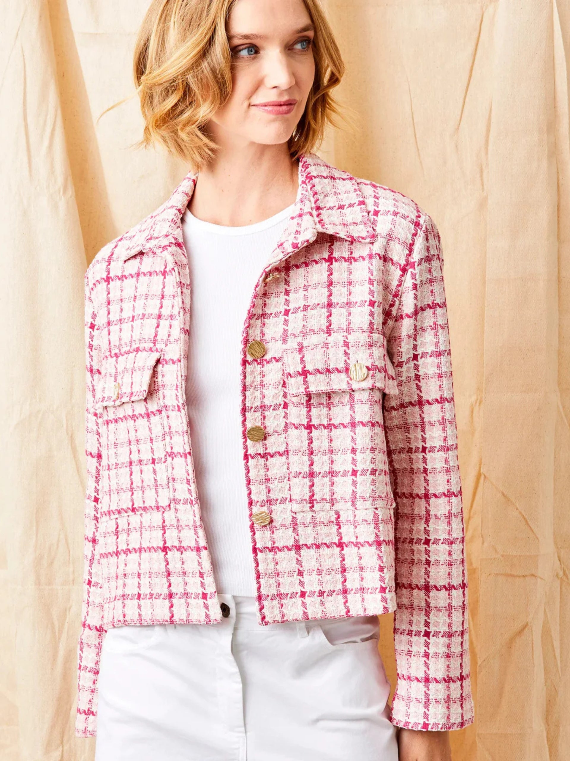 04087pm Suzy D Jadore Textured Jacket With Front Pocket Detail