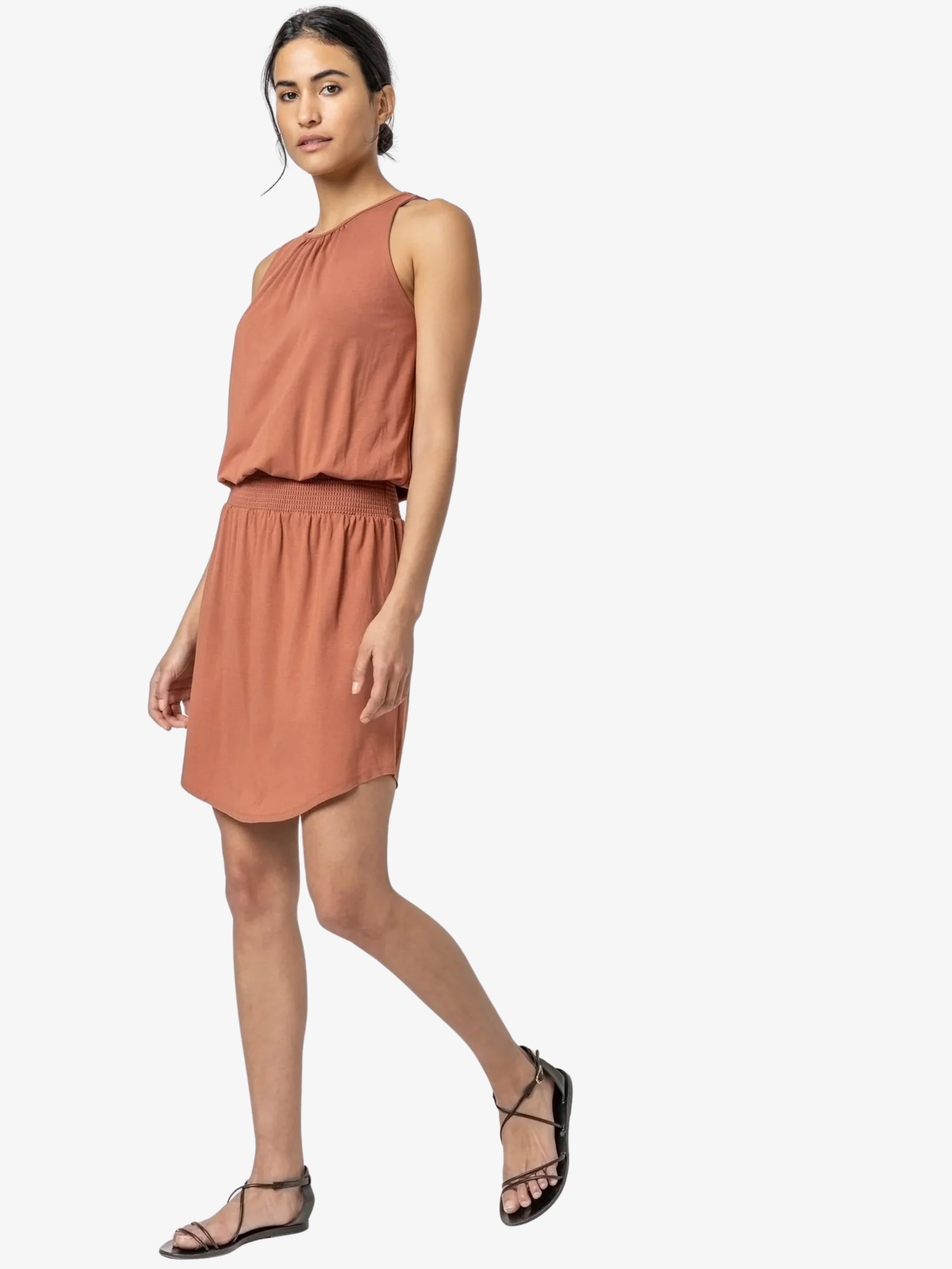 PA2498 Lilla P Smocked Crewneck Dress