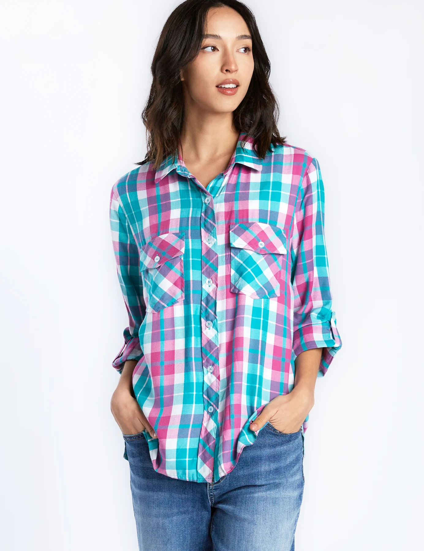 Bt6123Twp Billy T Watermelon Plaid Shirt