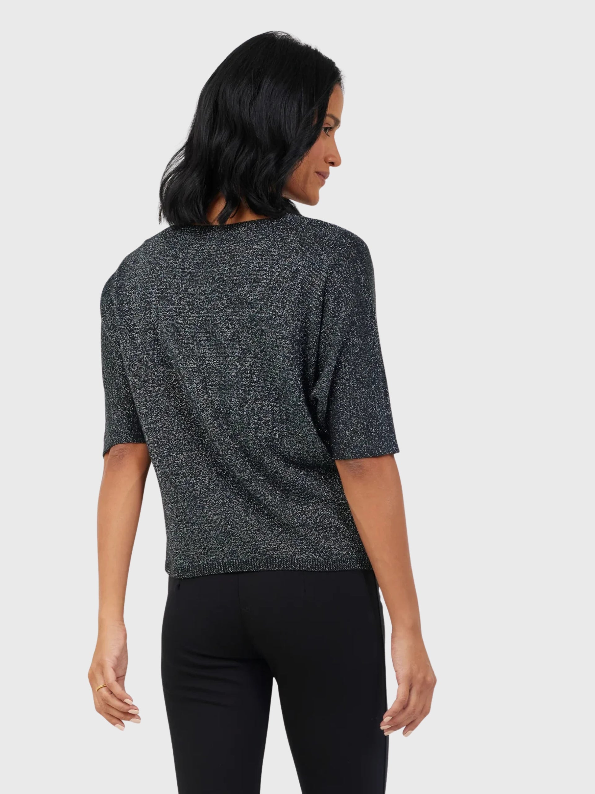 FLORENTINE Suzy D V Neck Sparkle Batwin Knit