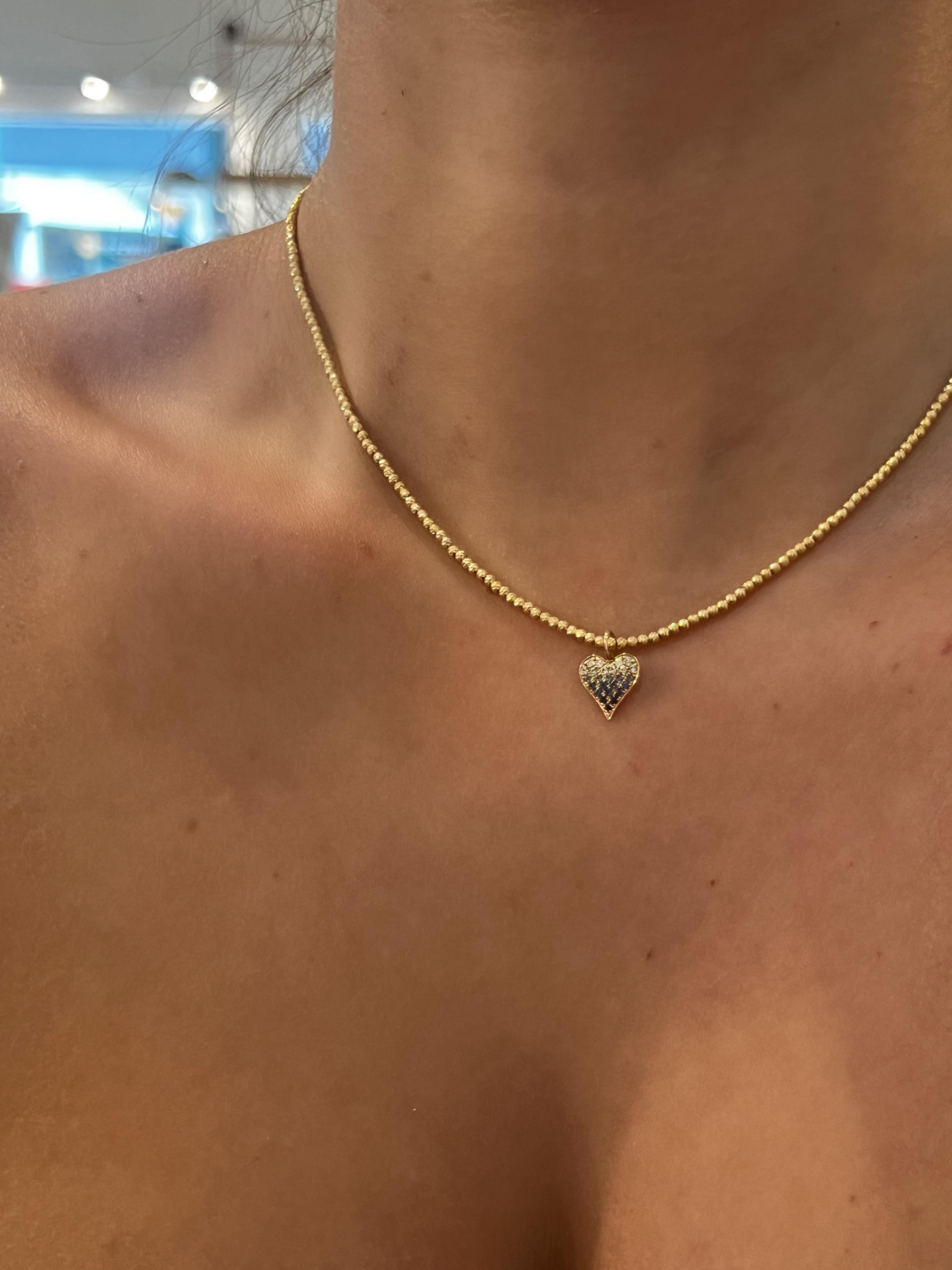 WD1829 14kt Gold Saphire Hombre Heart Pendant