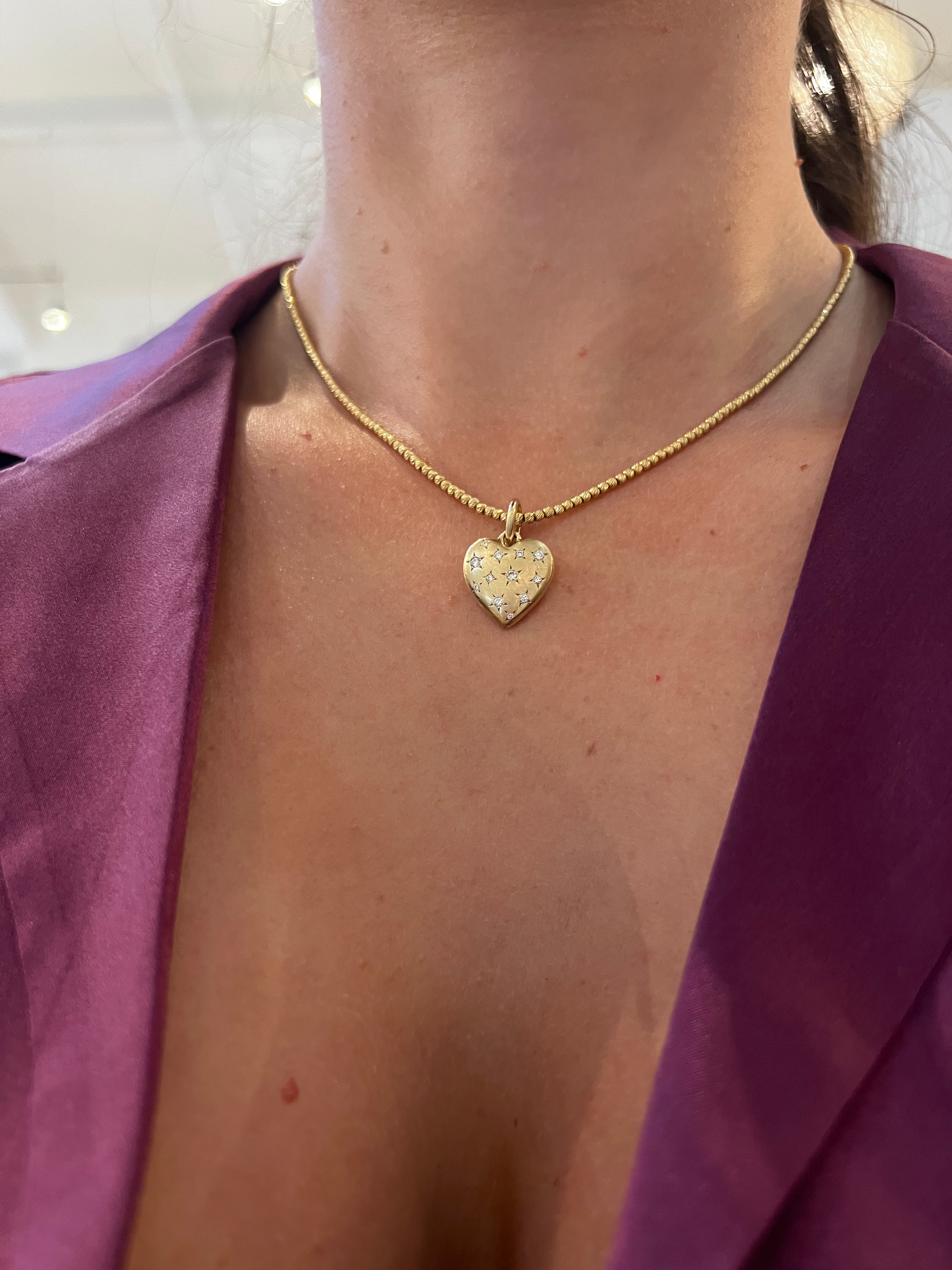 WD1788 14kt Gold Puffy Heart with Diamonds
