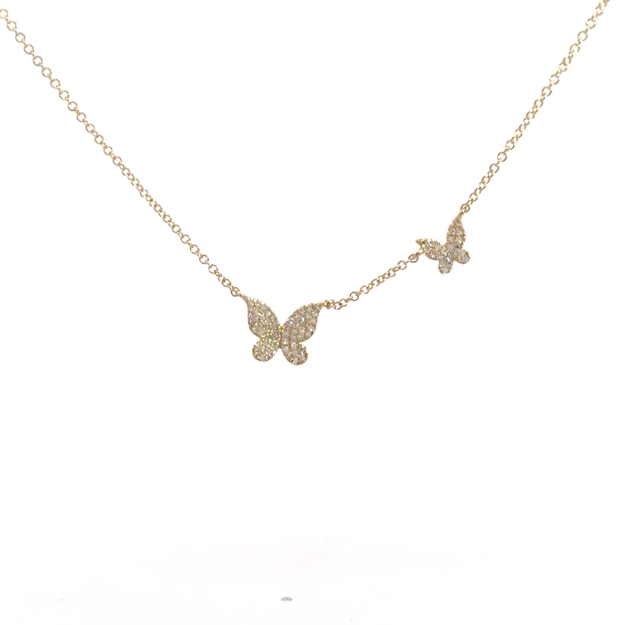 Wd1102 14kt Double diamond Butterfly Necklace