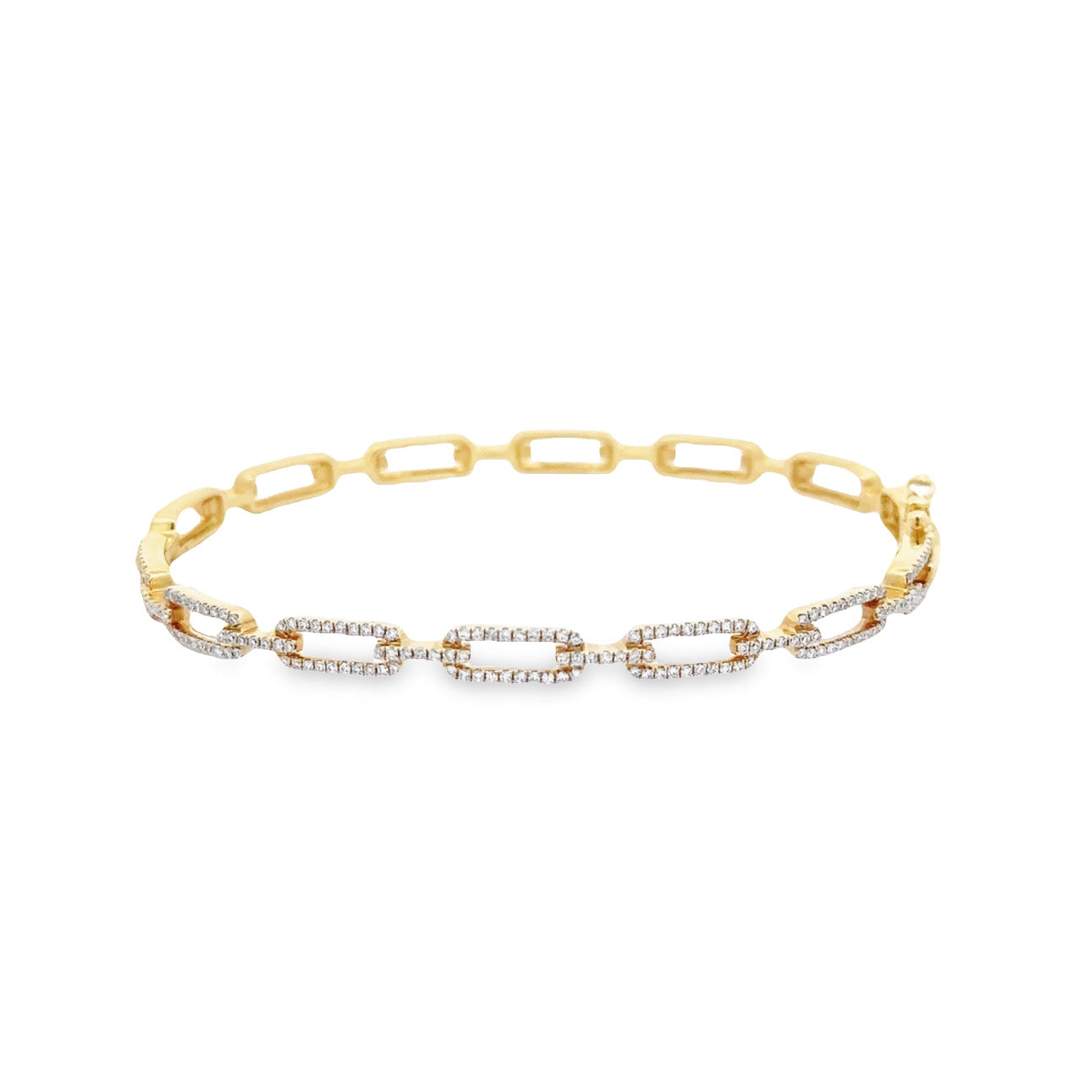 WD1257 Paper Link Open Cuff Bangle with Diamond Detail