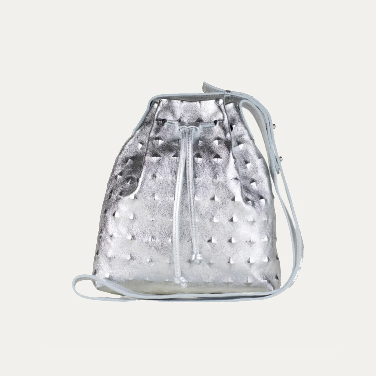 Mini Crossbody Tote | "The Cher" Silver Metallic Leather + Silver Hardware